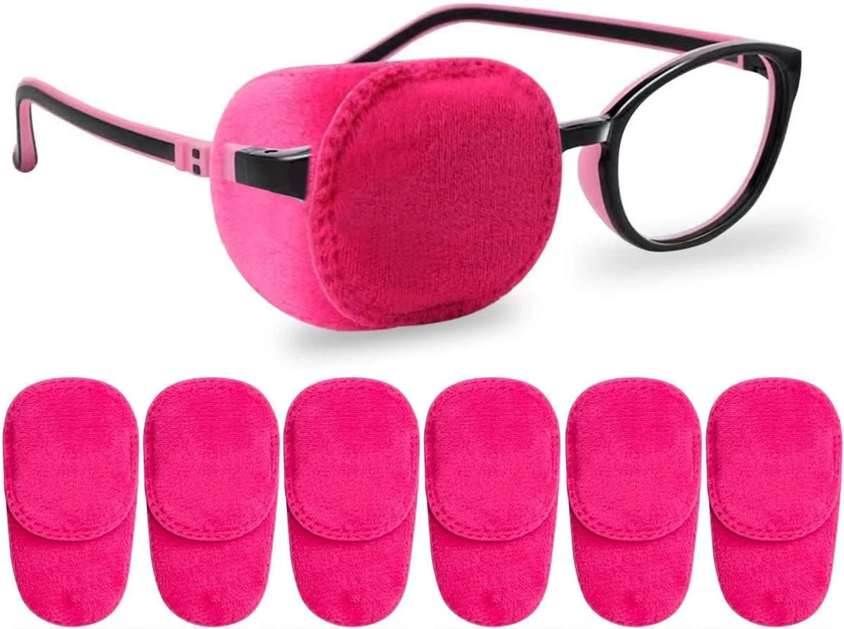 چشم بند طبی کودکانه، مناسب برای هر دو چشم (راست و چپ)، سازگار با پوست، بدون ایجاد خط و خش روی عینک، مناسب برای آمبلیوپی، استرابیسم و بعد از عمل جراحی، پوشش کامل 9x5 سانتی متر (صورتی)، 6 عددی