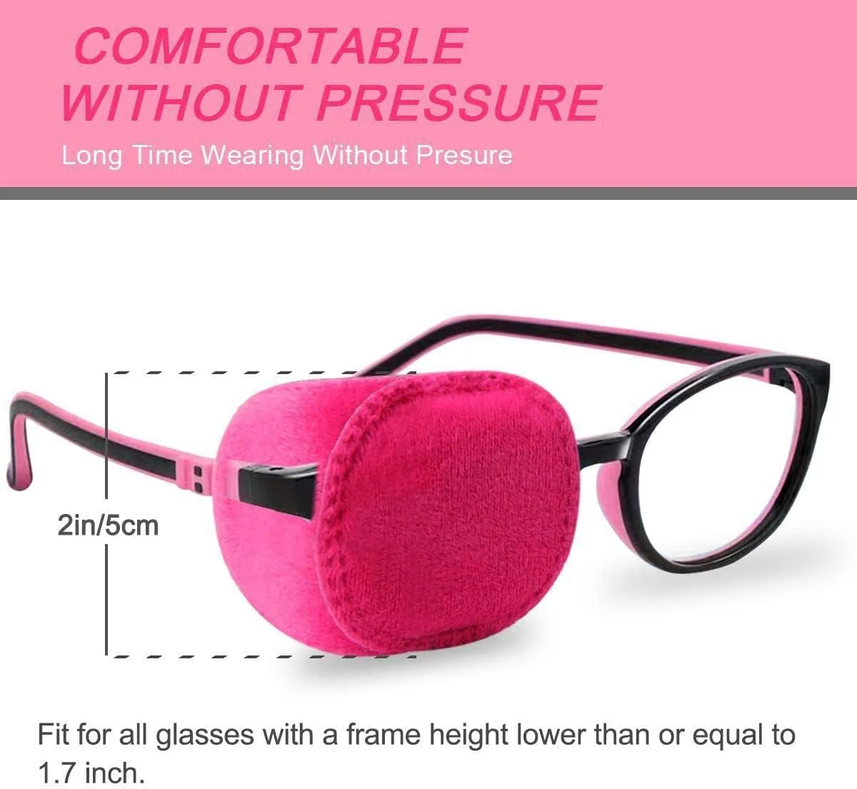 چشم بند طبی کودکانه، مناسب برای هر دو چشم (راست و چپ)، سازگار با پوست، بدون ایجاد خط و خش روی عینک، مناسب برای آمبلیوپی، استرابیسم و بعد از عمل جراحی، پوشش کامل 9x5 سانتی متر (صورتی)، 6 عددی