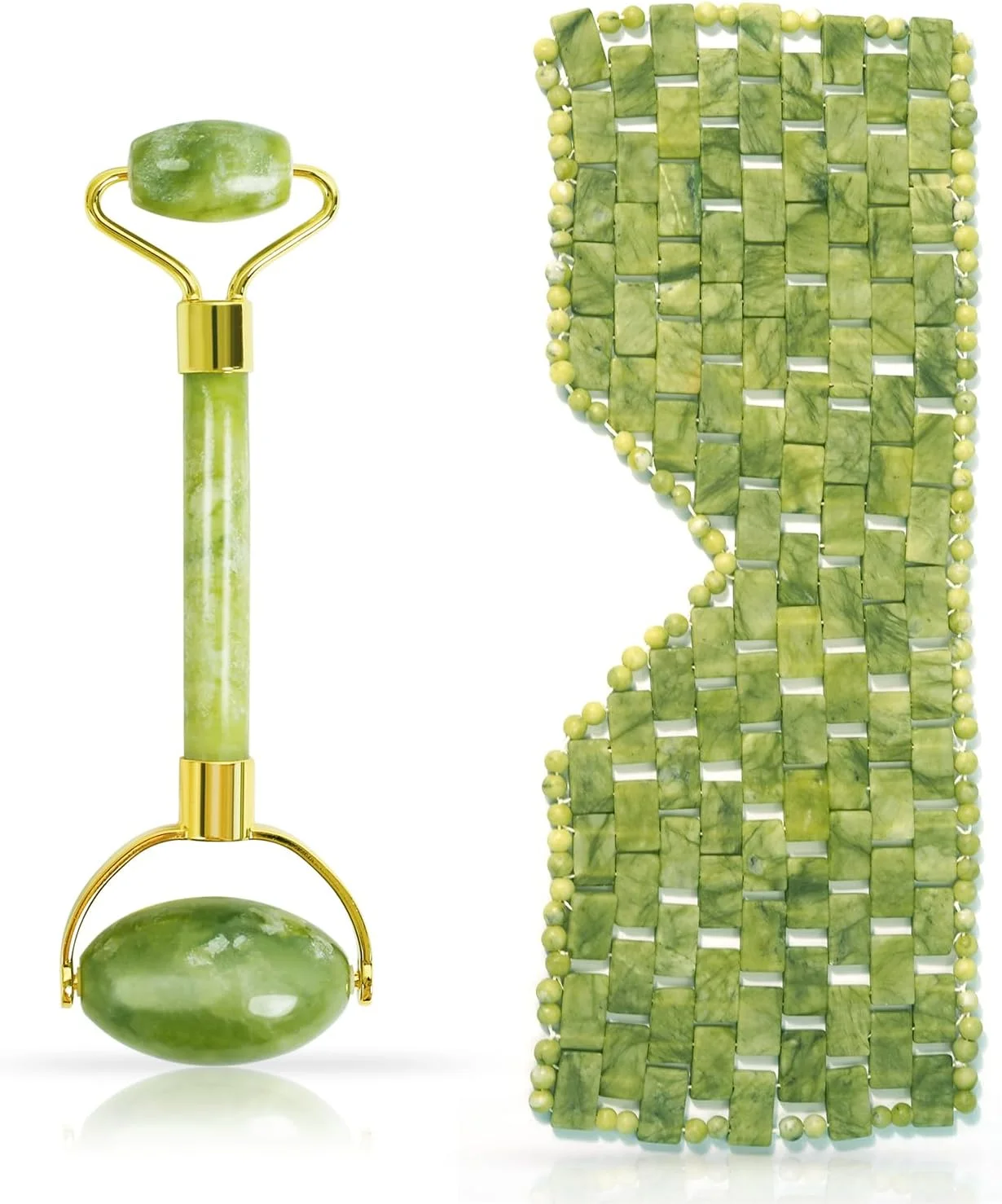 ست ماسک چشم یشم و غلتک یشم، ماسک صورت سنگی یشم و ابزار مراقبت از پوست ماساژور غلتکی صورت، ماساژور صورت و چشم