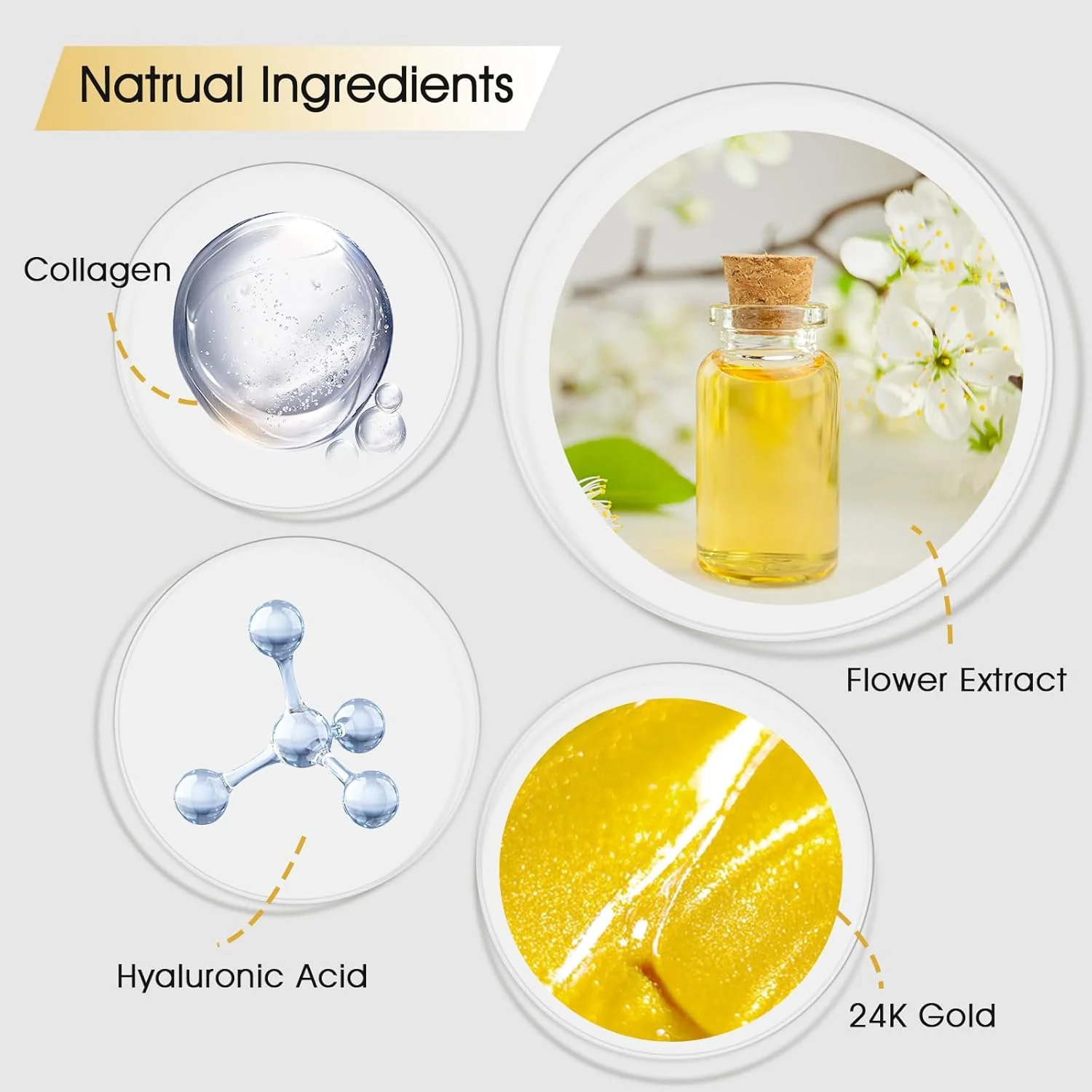 روتوس Adofect، 30 جفت ماسک چشم طلایی، ماسک های کلاژن ژل کریستالی قوی، عالی برای ضد پیری، سیاهی دور چشم و پف کردگی