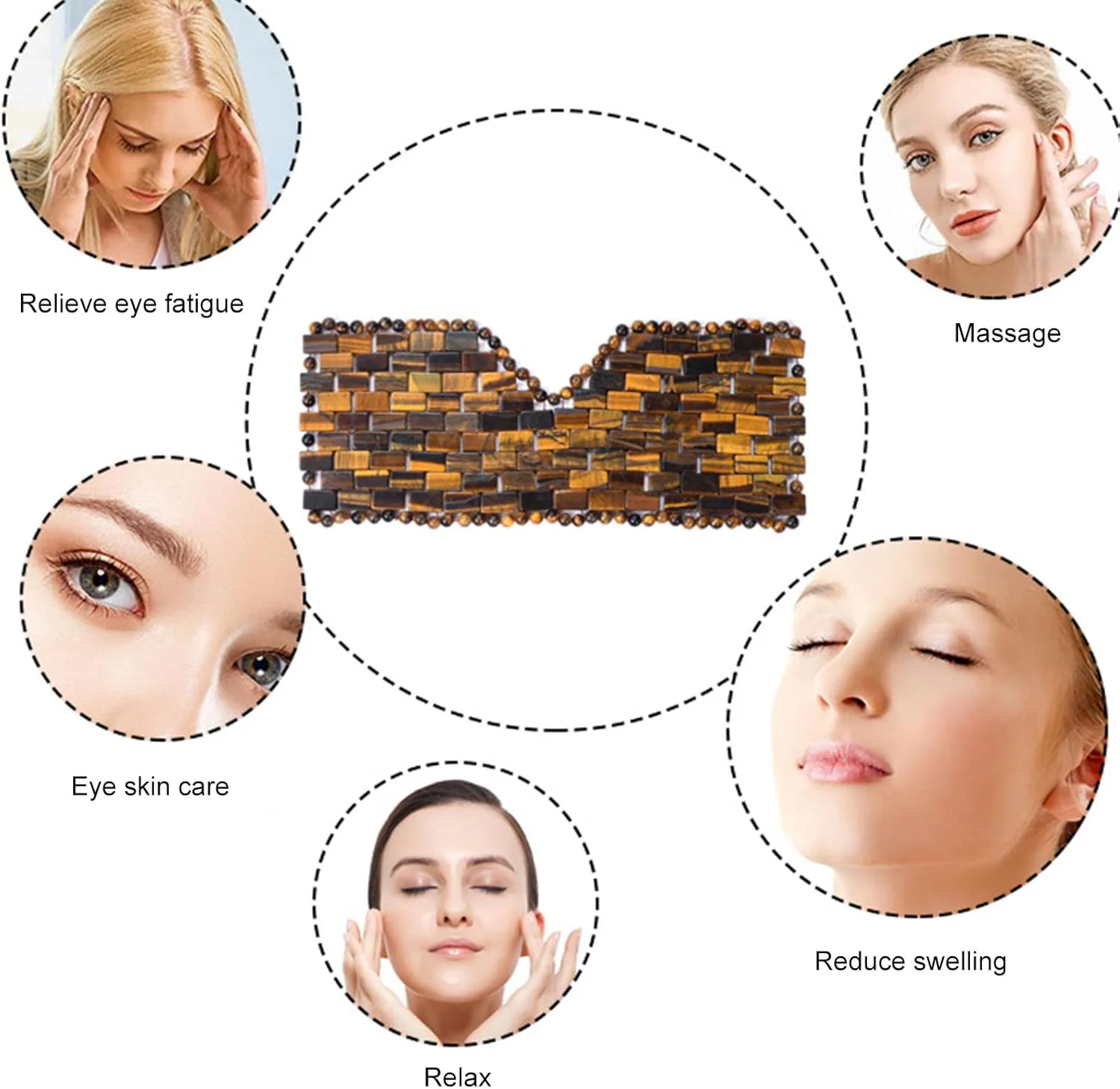 ماسک چشم یشم Ideayard، ماسک خواب یشم خنک کننده چشم ببر، 100% طبیعی، ماسک چشم سنگ آرامش بخش