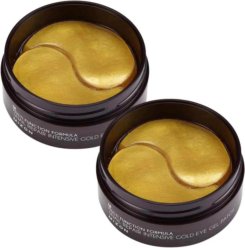 پدهای هیدروژلی زیر چشم MIZON حاوی طلای 24 عیار و موسین حلزون، برای پف زیر چشم، تیرگی دور چشم، آبرسانی و خطوط ریز، مراقبت از پوست کره ای، بسته 2 عددی - در مجموع 60 جفت