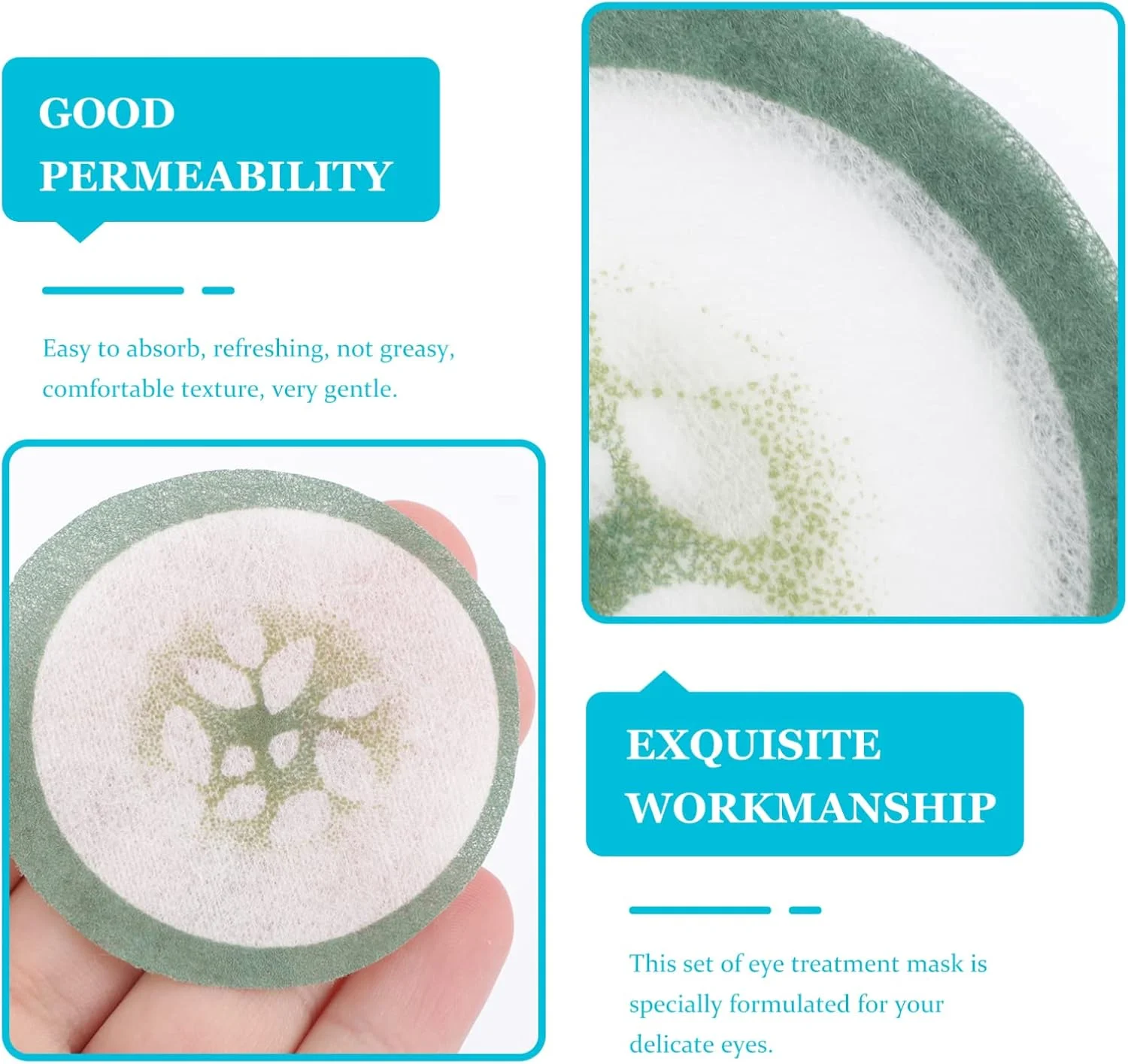 پدهای خنک کننده چشم اسپا LALAFINA، 100 عدد پد چشم با طرح خیار، پد مژه یکبار مصرف، پدهای چشمی گیاهی، ماسک های چشمی کاغذی غیر بافته برای مسافرت منزل سالن