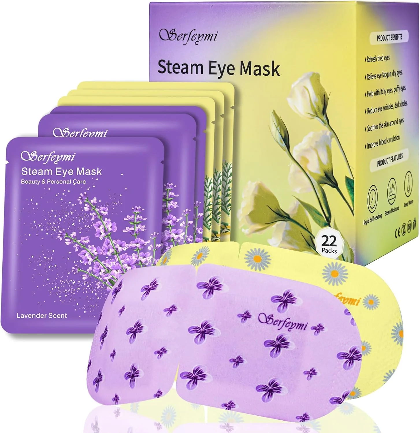 ماسک چشم بخاردار Serfeymi با رایحه اسطوخودوس (11 عدد) + بابونه (11 عدد)