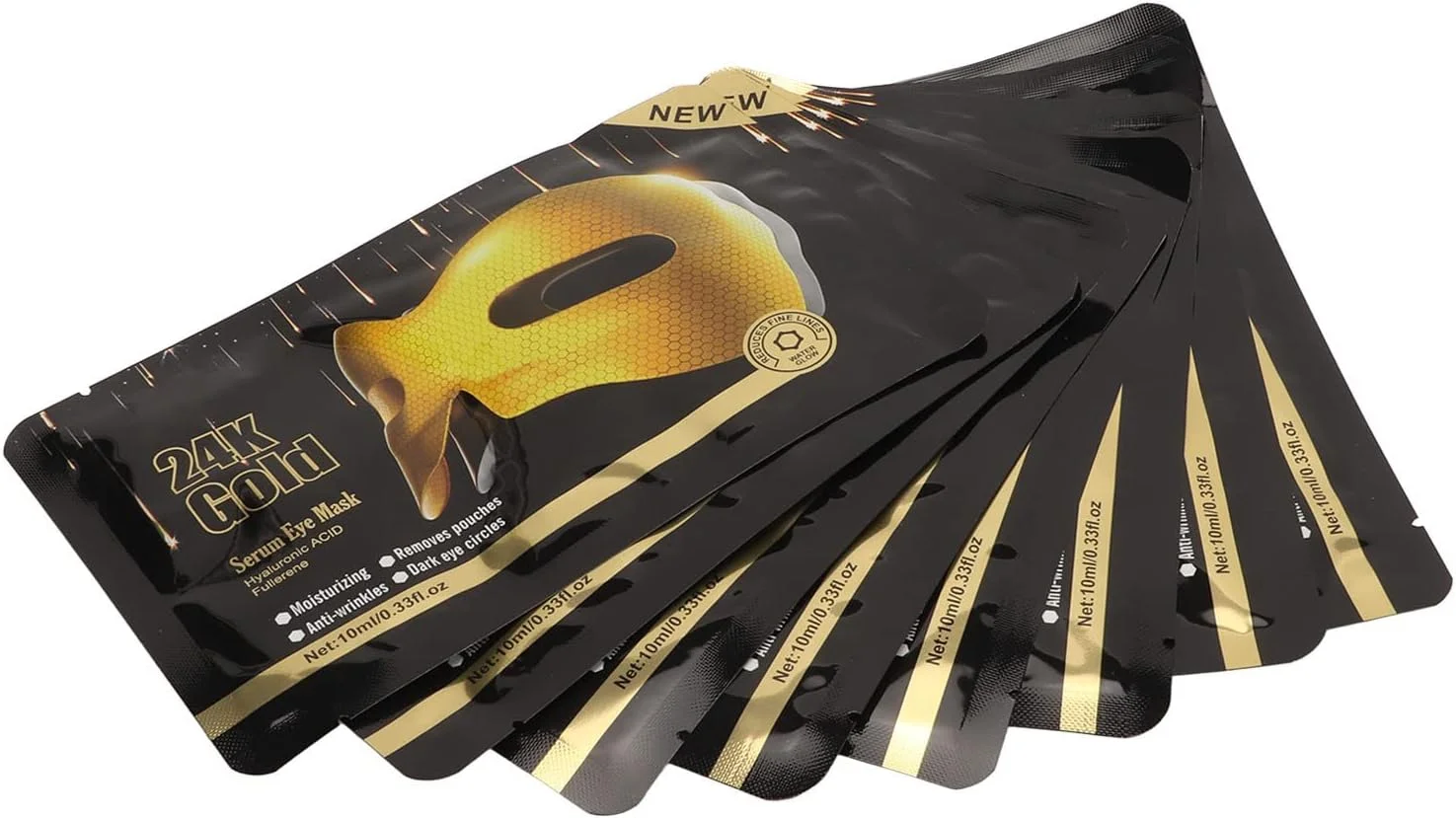 ماسک های مراقبت از چشم، پچ های طلایی 24 عیار لانه زنبوری 10 میلی لیتری، رفع کننده سیاهی دور چشم، خطوط ریز و پف زیر چشم