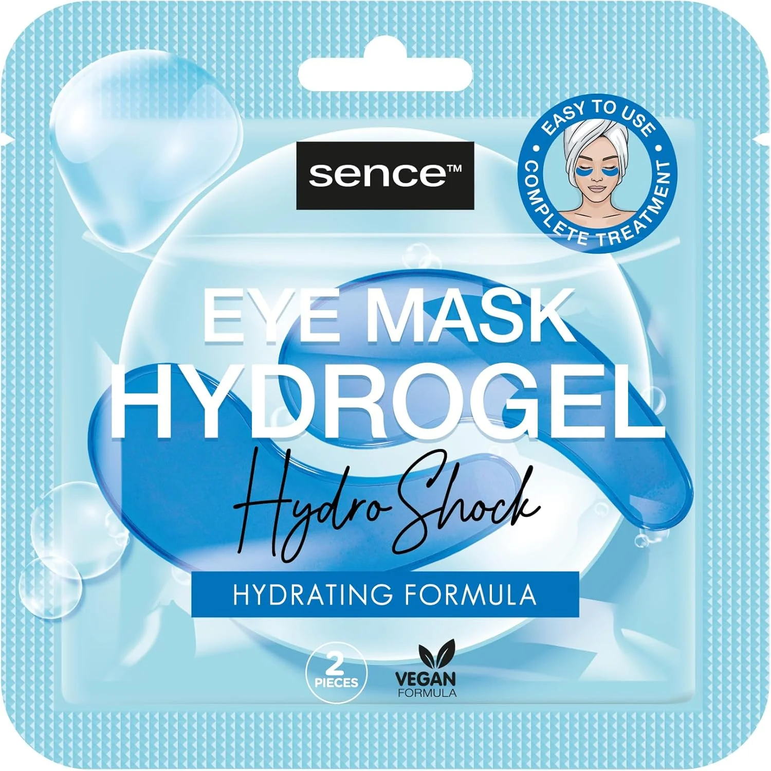 پدهای دور چشم Sence Hydro Shock، مراقبت از صورت با هیدروژل، ماسک چشم حاوی هیالورونیک اسید، ماسک چشم زیبایی وگان، مراقبت مرطوب کننده پوست برای زنان و مردان، بسته 6 عددی (6 x 2 پد)