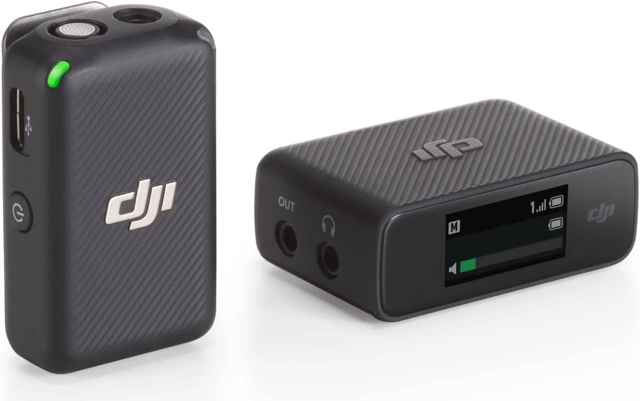 DJI Mic (1 TX + 1 RX)، میکروفون یقه ای بی سیم، برد 250 متری، 14 ساعت ضبط، میکروفون بی سیم برای کامپیوتر، آیفون، دوربین ها، ولاگ ها، پخش زنده، نسخه امارات
