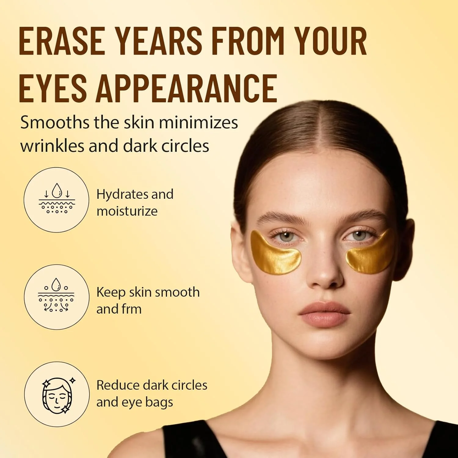 ماسک پد چشم 24 جفتی، پدهای چشم برای رفع سیاهی دور چشم، پدهای ژلی چشم، پدهای چشم برای رفع پف زیر چشم، پدهای هیالورونیک چشم، مراقبت از چشم برای آقایان و بانوان، مرطوب کننده، زرد