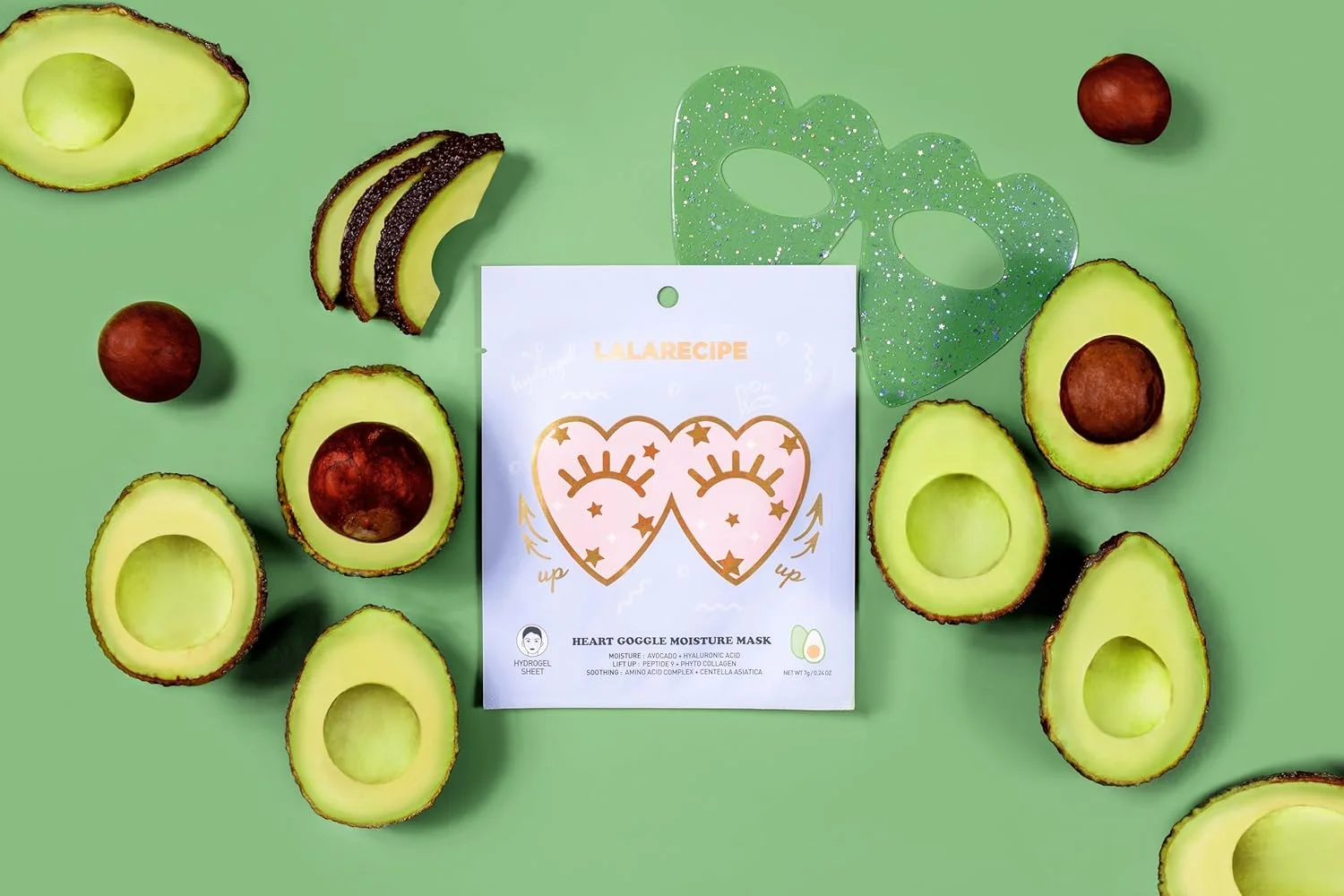 ماسک دور چشم مرطوب کننده LALARECIPE با طرح قلبی – پچ های هیدروژلی آبرسان و خنک کننده حاوی 8 نوع هیالورونیک اسید، آووکادو و کلاژن – مراقبت از پوست کره ای برای پوست های خشک و حساس (بسته 10 عددی)