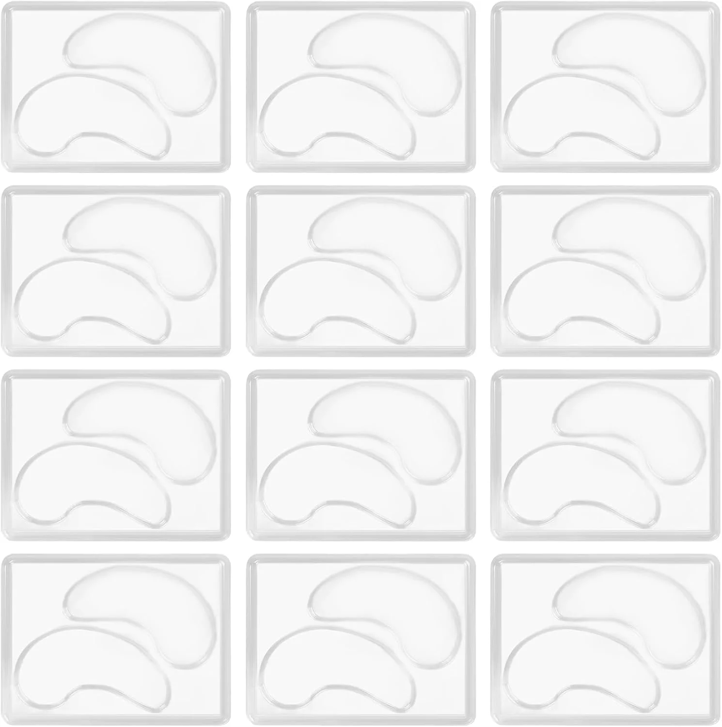 مجموعه 12 عددی قالب ماسک چشم DIY، قالب های حرفه ای ماسک صورت DIY، قالب های شفاف ماسک چشم، شابلون، لوازم جانبی دستگاه صورت برای مراقبت از پوست، قابل استفاده مجدد