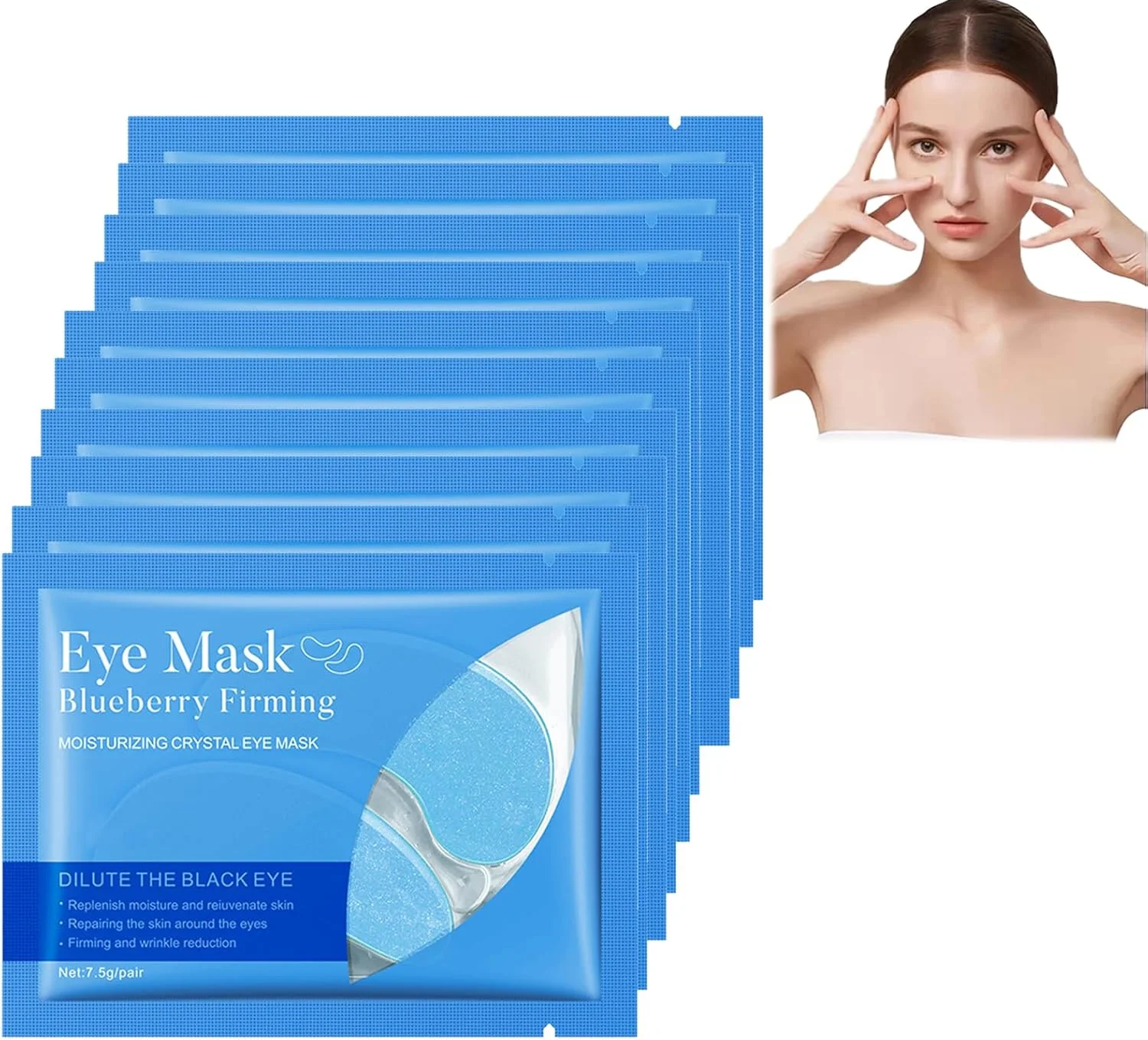 پدهای ماسک صورت برای رفع سیاهی دور چشم، پدهای دور چشم برای رفع سیاهی، پدهای دور چشم برای رفع پف و چین و چروک، ماسک پد خنک کننده و طراوت بخش دور چشم [بسته 10 عددی، آبی]