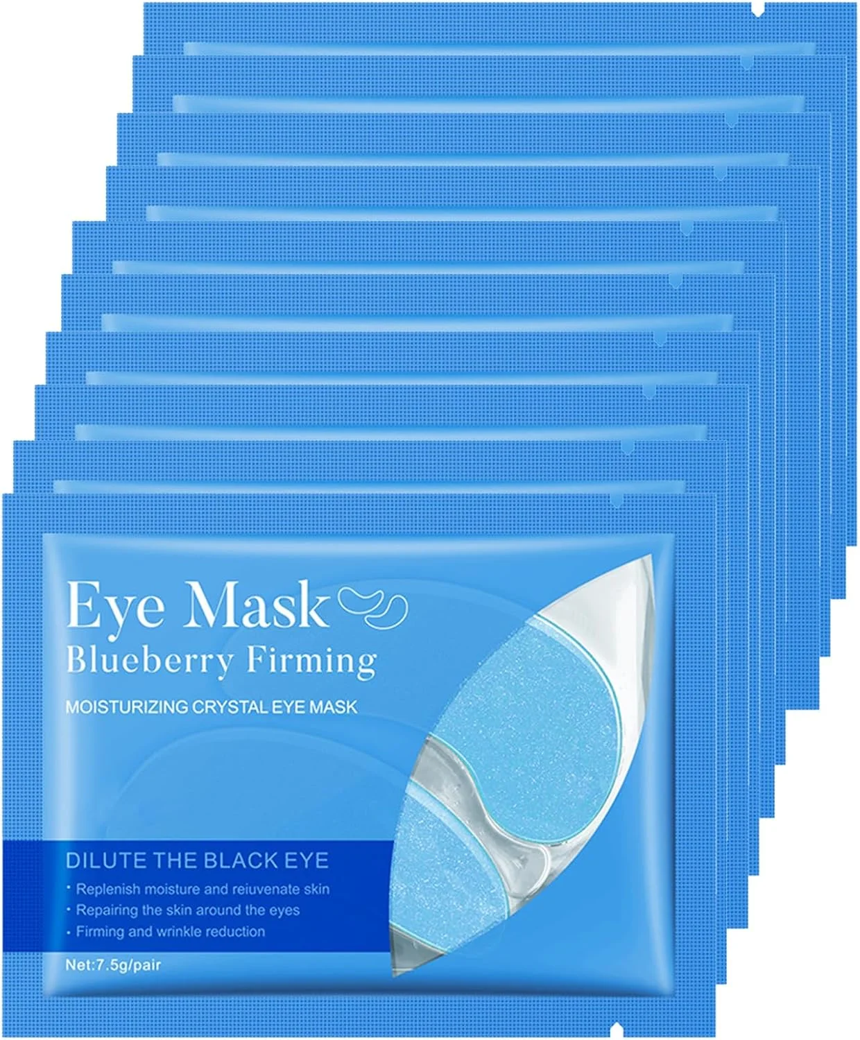 پدهای ماسک صورت برای رفع سیاهی دور چشم، پدهای دور چشم برای رفع سیاهی، پدهای دور چشم برای رفع پف و چین و چروک، ماسک پد خنک کننده و طراوت بخش دور چشم [بسته 10 عددی، آبی]