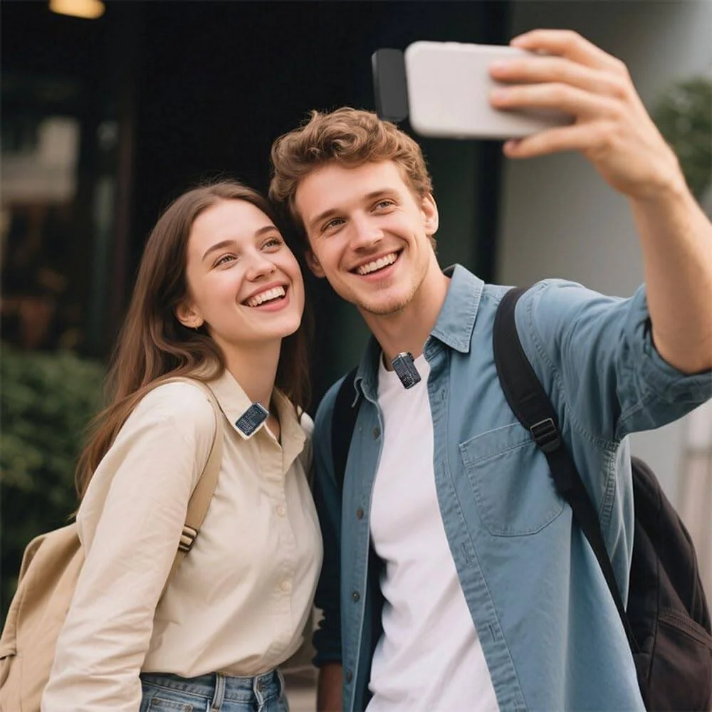 میکروفون بی سیم 3 در 1 گرین لاین مدل GM-90X، اتصال Type-C، حذف نویز، نمایشگر دیجیتال، 8 ساعت زمان کارکرد، تاخیر بسیار کم، 360 درجه همه جهته، بازخورد لرزشی - مشکی