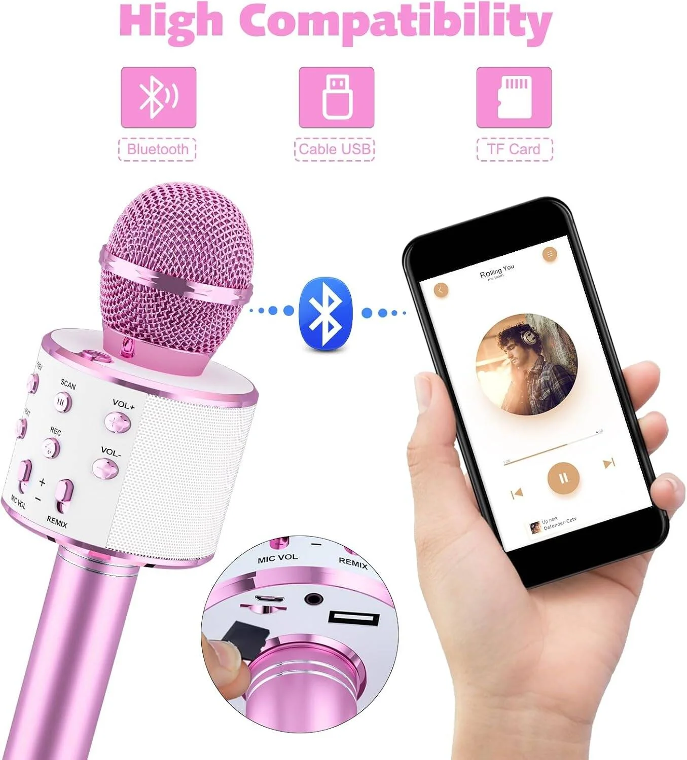 میکروفون کارائوکه کودکانه Ankuka، بسته 2 عددی، میکروفون کارائوکه بی سیم بلوتوثی برای آواز خواندن، دستگاه اسپیکر میکروفون دستی قابل حمل، اسباب بازی های کودکانه برای هدیه تولد دخترانه پسرانه، KTV خانگی (رنگ صورتی) میکروفون کارائوکه کودکانه Ankuka، بسته 2 عددی، میکروفون کارائوکه بی سیم بلوتوثی برای آواز خواندن، دستگاه اسپیکر میکروفون دستی قابل حمل، اسباب بازی های کودکانه برای هدیه تولد دخترانه پسرانه، KTV خانگی (رنگ صورتی)