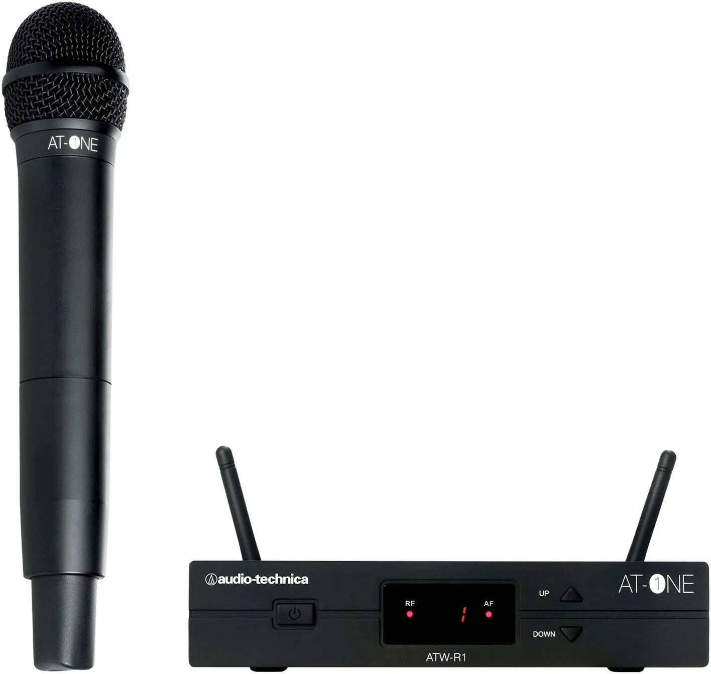 سیستم میکروفون فرستنده دستی Audio-Technica AT-One، عمر باتری طولانی تا 10 ساعت، نشانگرهای سطح RF و AF، گیرنده Atw-R1 خروجی برق 12 ولت / 100 MA را تامین می کند، مشکی | ATW-13DE3 سیستم میکروفون فرستنده دستی Audio-Technica AT-One، عمر باتری طولانی تا 10 ساعت، نشانگرهای سطح RF و AF، گیرنده Atw-R1 خروجی برق 12 ولت / 100 MA را تامین می کند، مشکی | ATW-13DE3