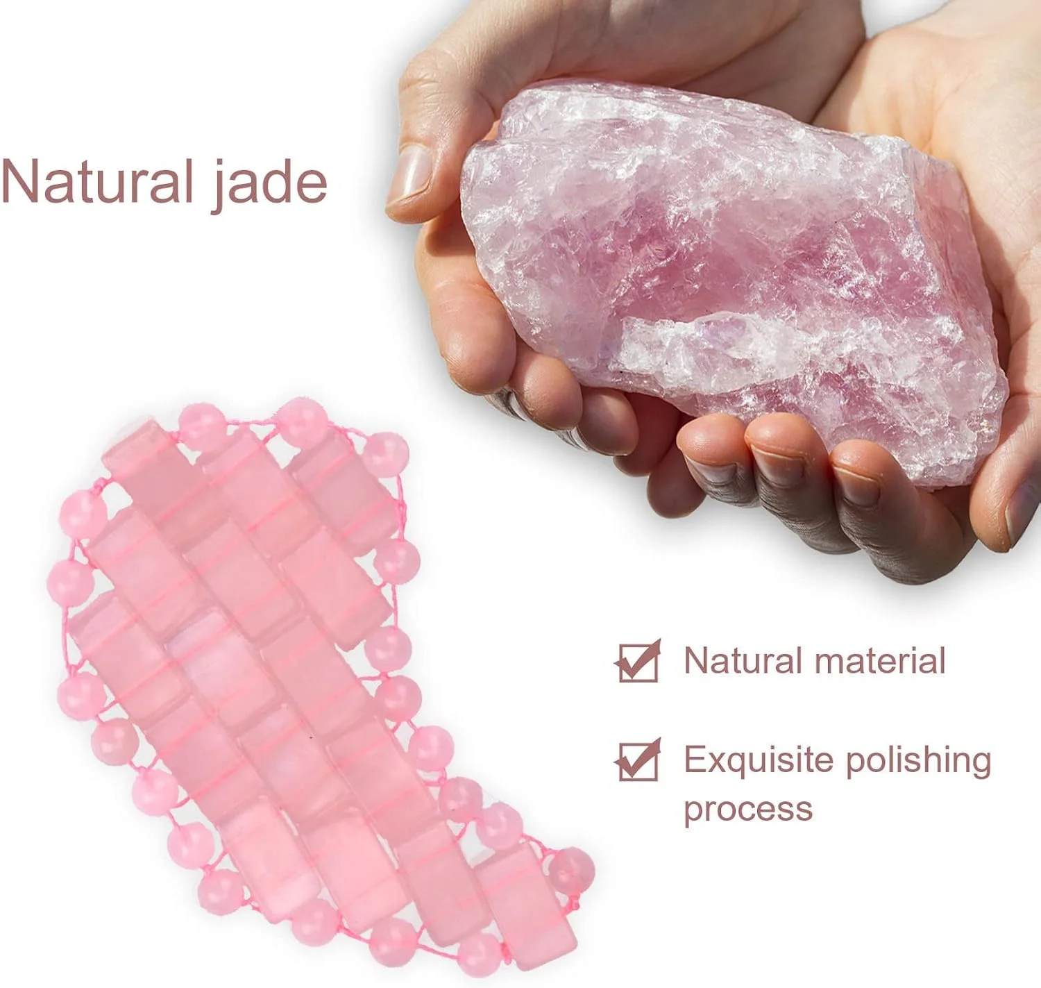 ماسک چشم رز کوارتز Ideayard، ماسک چشم کوچک کوارتز طبیعی برای رفع چین و چروک و پف (رز کوارتز-1)