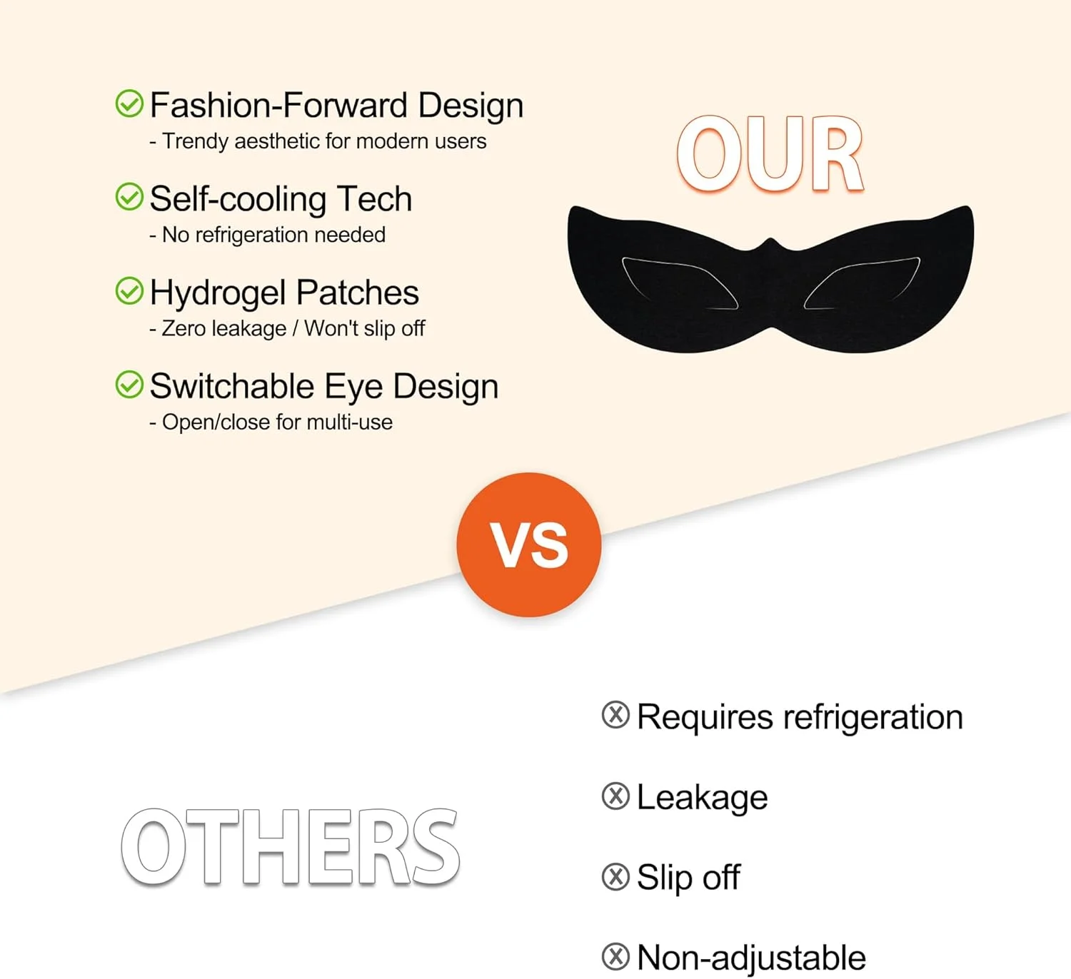 ماسک چشم خود خنک شونده برای خشکی چشم، سیاهی دور چشم، پف چشم، خستگی چشم، مناسب برای مسافرت، استفاده شبانه و کار