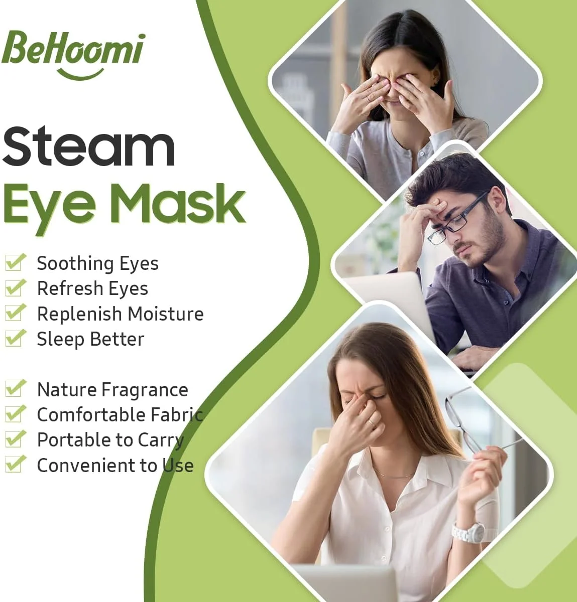 ماسک چشم بخار، 10 عددی ماسک چشم گرمایشی، کمپرس گرم مرطوب یکبار مصرف برای چشم، ماسک خواب، وسایل ضروری سفر و هدایای آرامش بخش (رایحه چای سبز)
