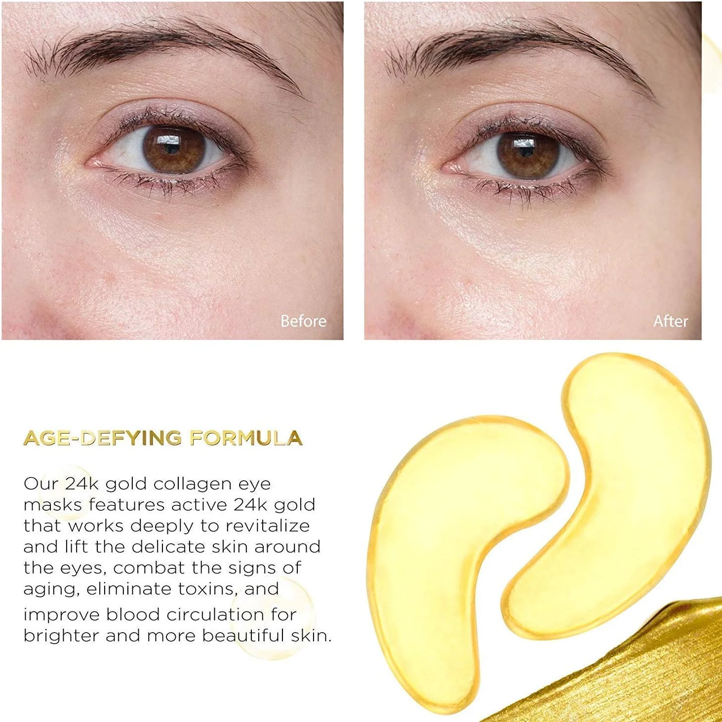 پچ ماسک چشم کلاژن ژلی پودر طلای 24K ایچون بیوتی، ضد پیری، رفع سیاهی، تیرگی و پف، مراقبت از پوست، ضد چروک، مرطوب کننده (10 جفت) پچ ماسک چشم کلاژن ژلی پودر طلای 24K ایچون بیوتی، ضد پیری، رفع سیاهی، تیرگی و پف، مراقبت از پوست، ضد چروک، مرطوب کننده (10 جفت)