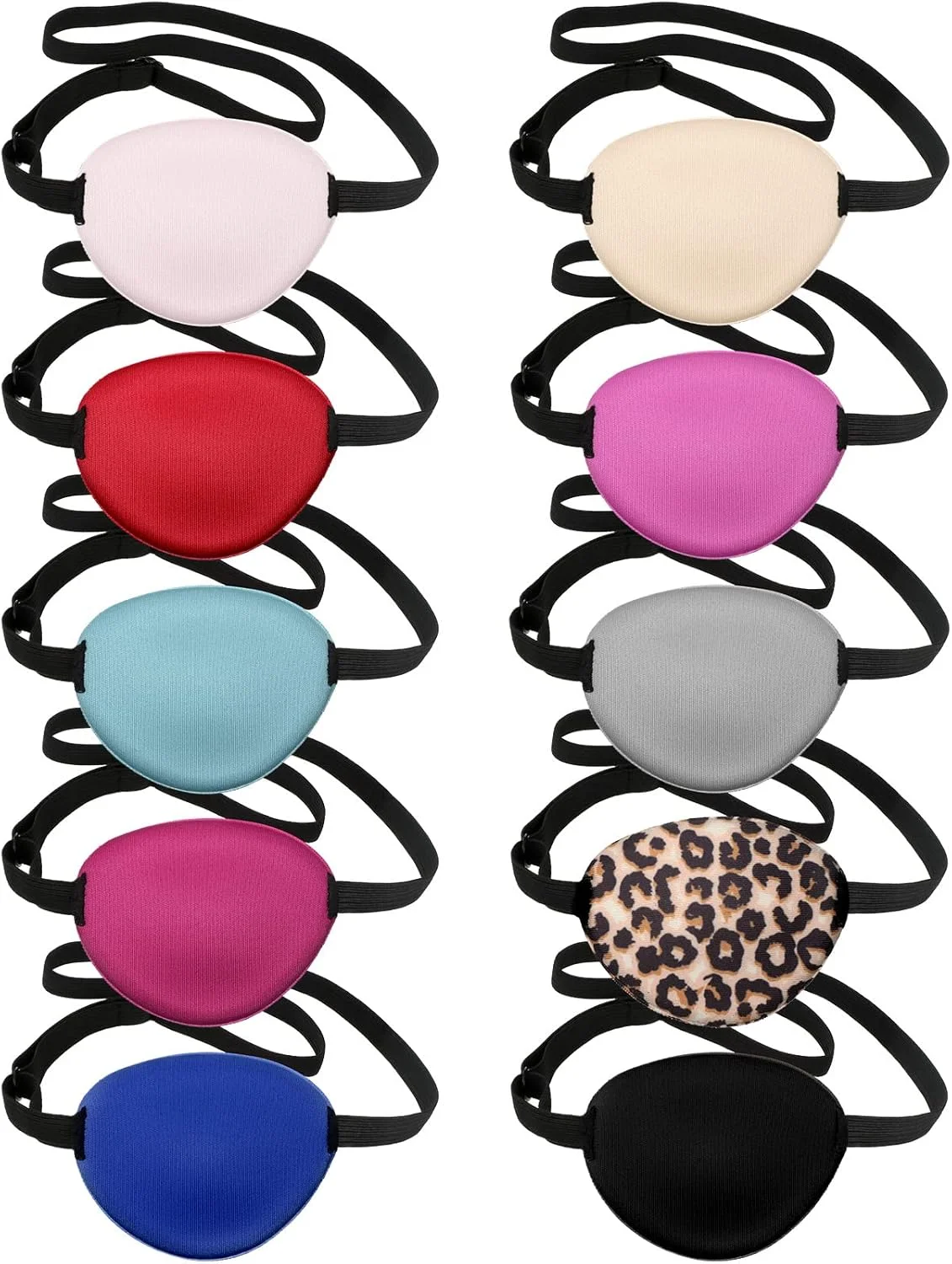 چشم بند ساتینیور، 10 عدد، قابل تنظیم، چشم بند ابریشمی، ماسک چشم تکی نرم، چشم بند دزد دریایی برای کودکان و بزرگسالان، 10 رنگ