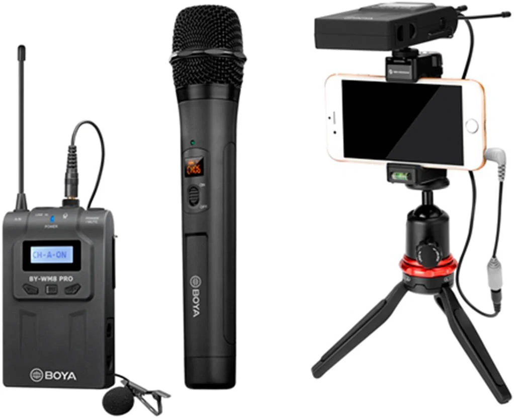 سیستم میکروفون بیسیم دو کاناله UHF بویا، برد عملکرد 100 متری، 48 کانال UHF قابل انتخاب، صدای با کیفیت پخش، سازگار با دوربینها / فیلمبردارها، مشکی | BY-WM8 Pro-K4 سیستم میکروفون بیسیم دو کاناله UHF بویا، برد عملکرد 100 متری، 48 کانال UHF قابل انتخاب، صدای با کیفیت پخش، سازگار با دوربینها / فیلمبردارها، مشکی | BY-WM8 Pro-K4