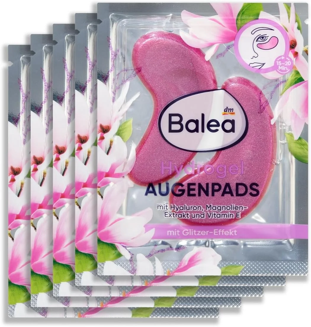 پدهای دور چشم هیدروژل اکلیلی باله آ (5 جفت، 5 x 2 عدد)، 10 ماسک چشم با هیالورون، عصاره ماگنولیا و ویتامین E