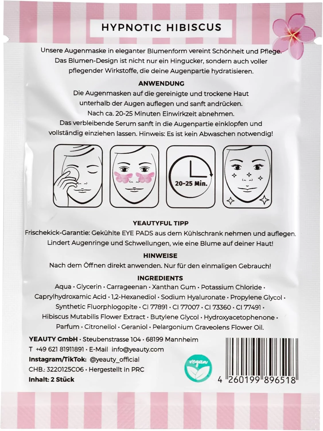 پد ماسک چشم هیبیسکوس هیپنوتیک YEAUTY - پدهای چشم با گل هیبیسکوس و اسید هیالورونیک نسخه محدود - 1 جفت