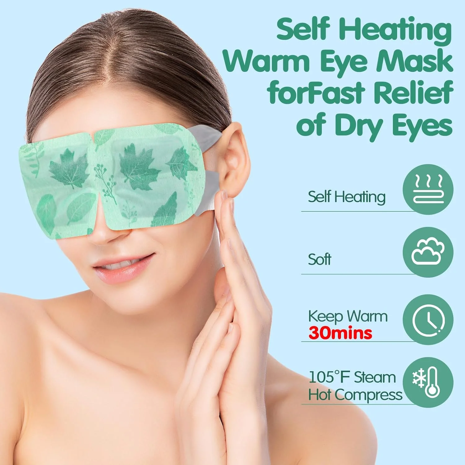 بسته 60 عددی ماسک چشم بخار یکبار مصرف، ماسک های گرم کننده چشم برای خشکی چشم، ماسک چشم خود گرم شونده با کمپرس گرم مرطوب برای رفع استرس چشم و سیاهی دور چشم (بدون رایحه)