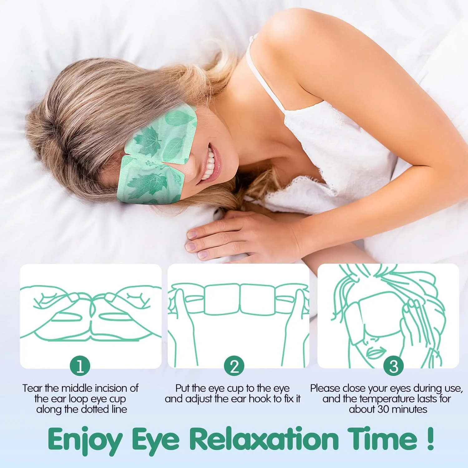 بسته 60 عددی ماسک چشم بخار یکبار مصرف، ماسک های گرم کننده چشم برای خشکی چشم، ماسک چشم خود گرم شونده با کمپرس گرم مرطوب برای رفع استرس چشم و سیاهی دور چشم (بدون رایحه)