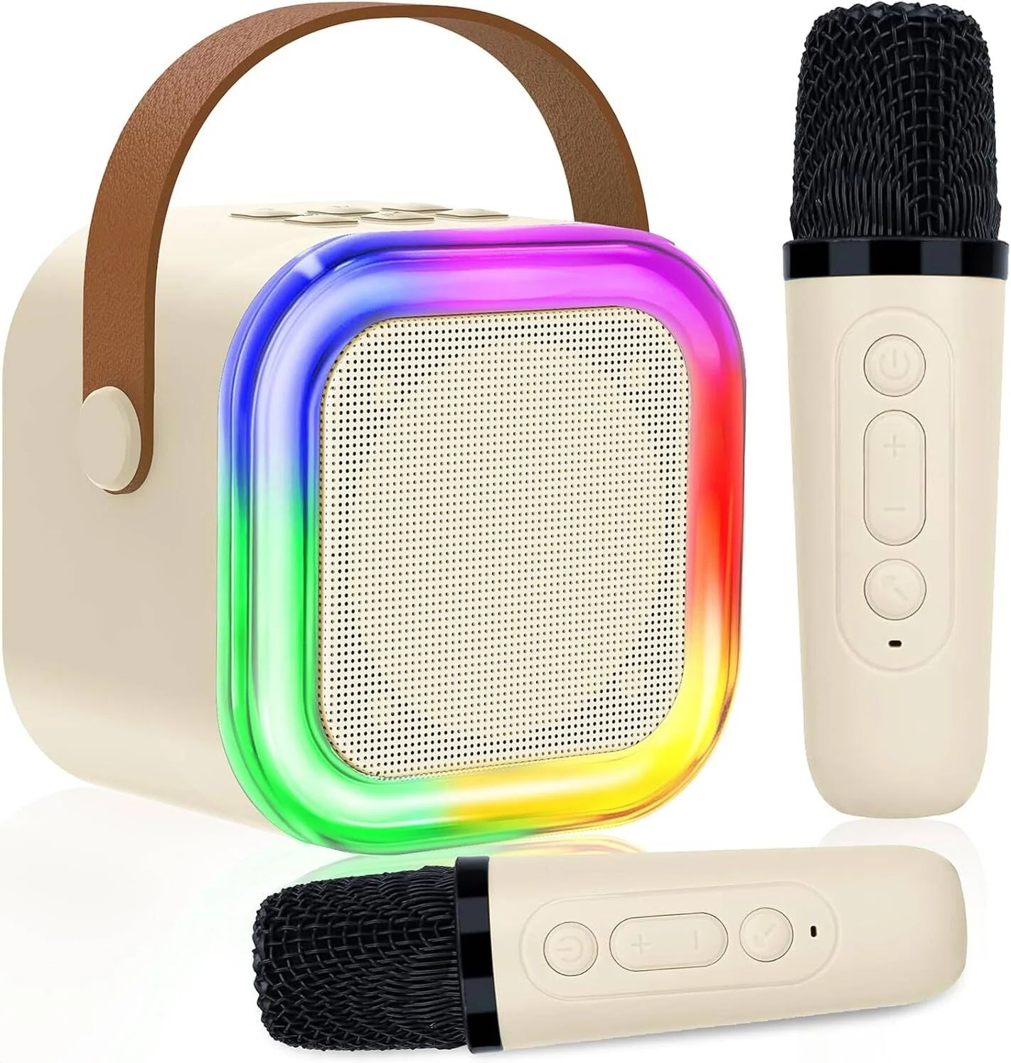 دستگاه کارائوکه کودکان با 1 میکروفون، میکروفون کارائوکه بی سیم با LED، بلندگوی بلوتوث قابل حمل، هدیه اسباب بازی کارائوکه برای دختران و پسران سفید 2 دستگاه کارائوکه کودکان با 1 میکروفون، میکروفون کارائوکه بی سیم با LED، بلندگوی بلوتوث قابل حمل، هدیه اسباب بازی کارائوکه برای دختران و پسران سفید 2