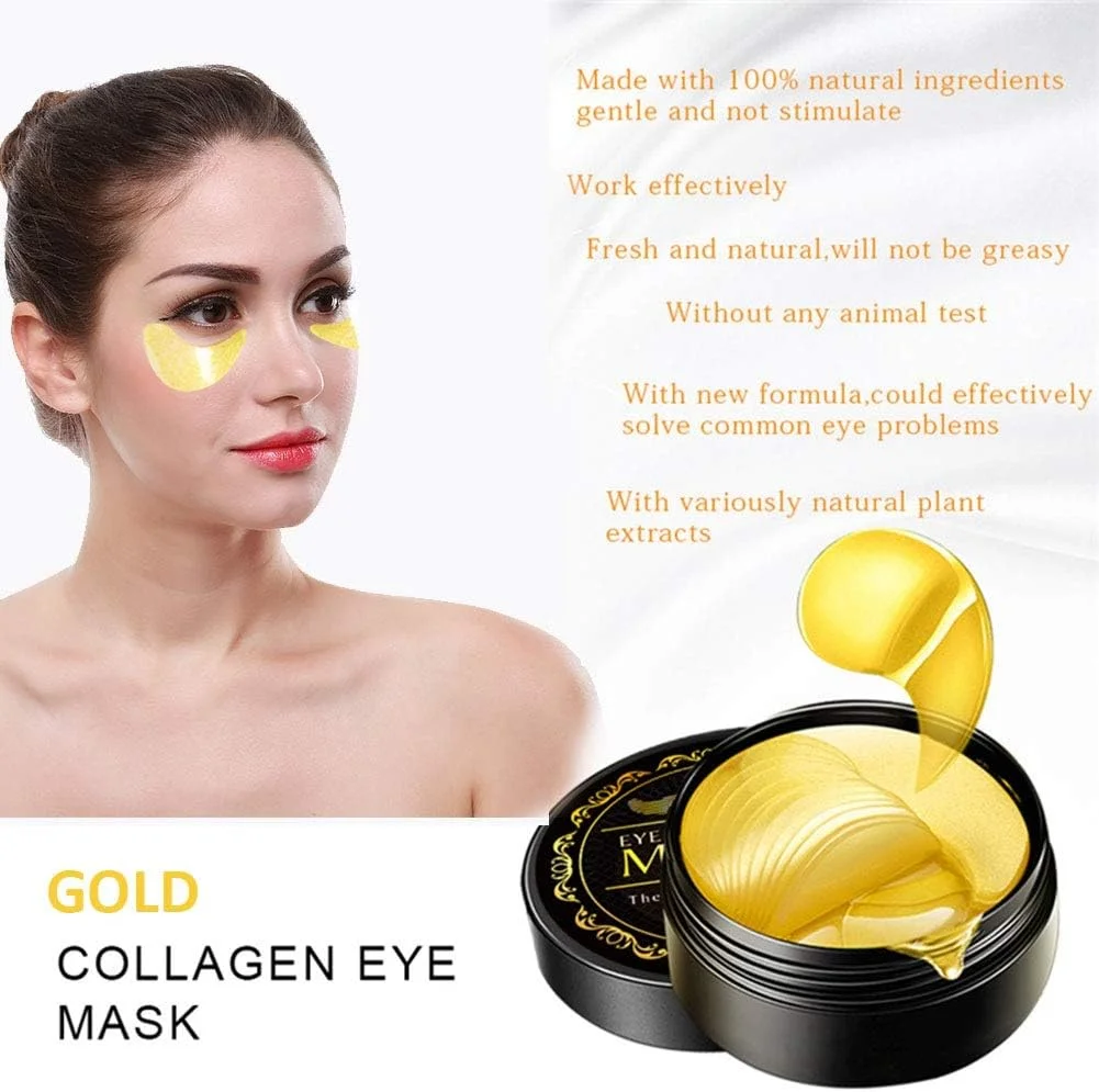 ماسک چشم کریستالی، 60 عدد پچ کلاژن ضد پیری، ضد چروک، رفع تیرگی دور چشم، مرطوب کننده پوست