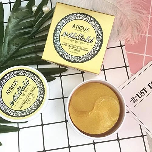 ماسک دور چشم طلا ۲۴ عیار ATREUS، ضد پیری، رفع تیرگی و پف، ضد چروک، مرطوب کننده و روشن کننده، ۳۰ جفت ماسک دور چشم طلا ۲۴ عیار ATREUS، ضد پیری، رفع تیرگی و پف، ضد چروک، مرطوب کننده و روشن کننده، ۳۰ جفت