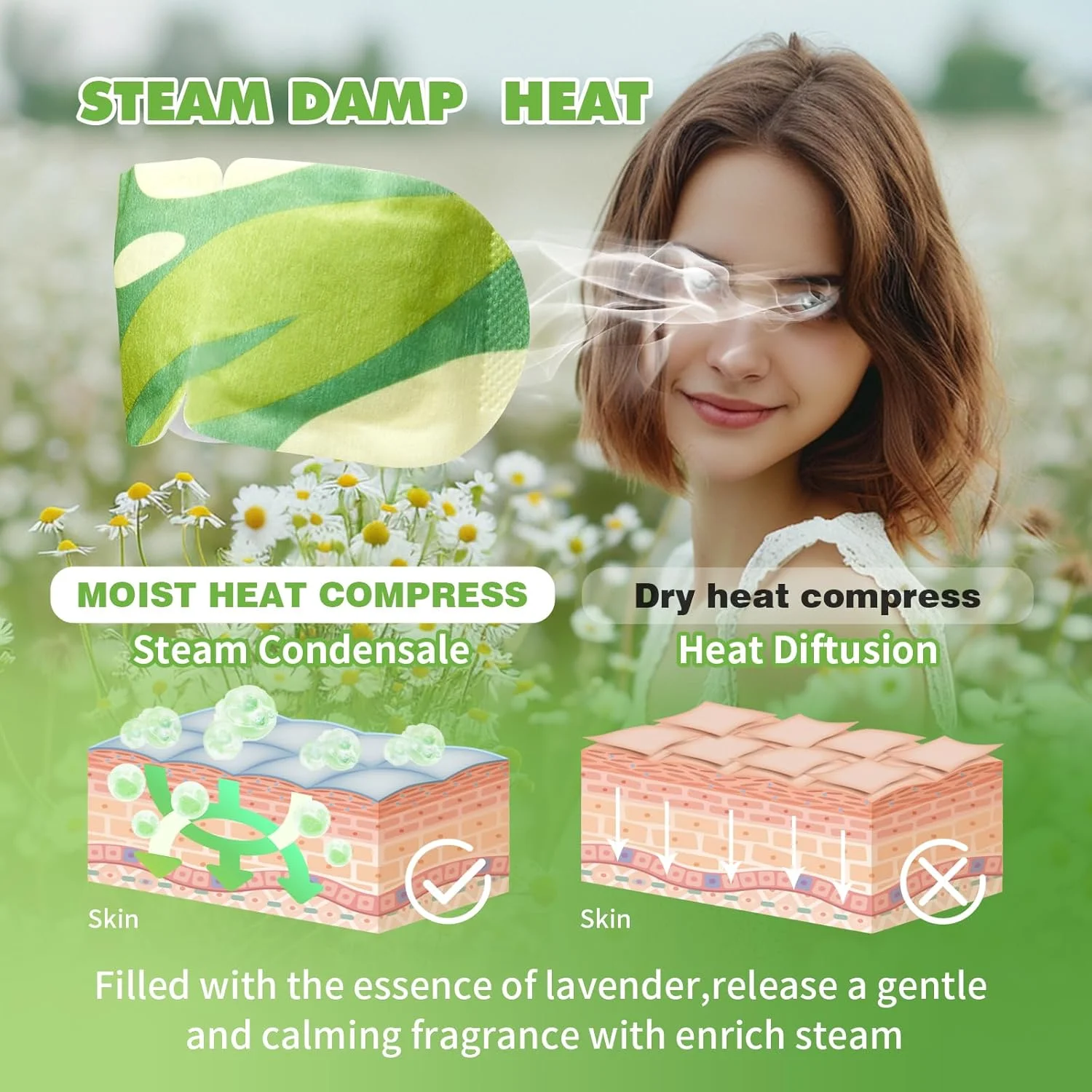 18 عدد ماسک چشم بخار برای خشکی چشم - بابونه