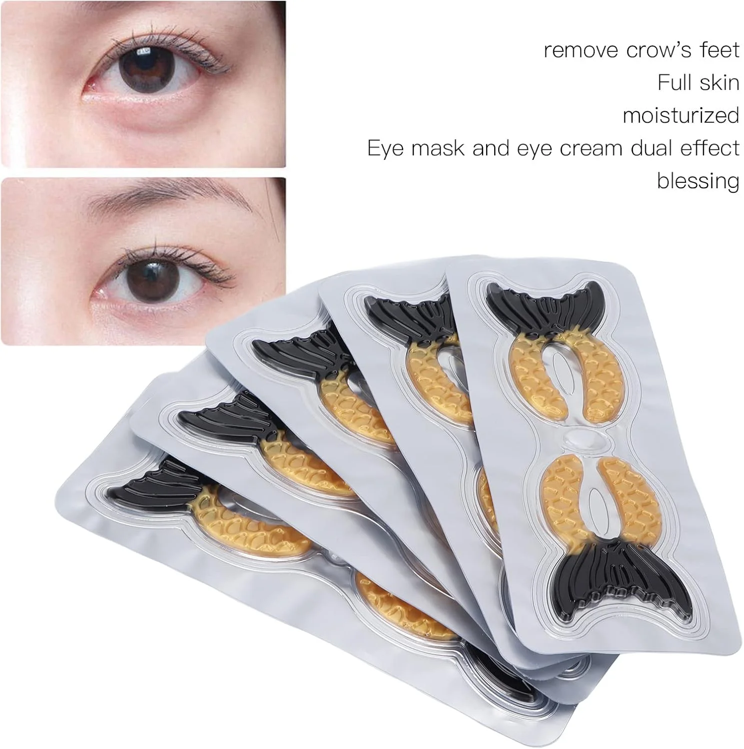 پدهای دور چشم، ماسک های دور چشم با اثر دوگانه مرطوب شده با 5 گرم کرم دور چشم برای کاهش چین و چروک در مراقبت از زیبایی