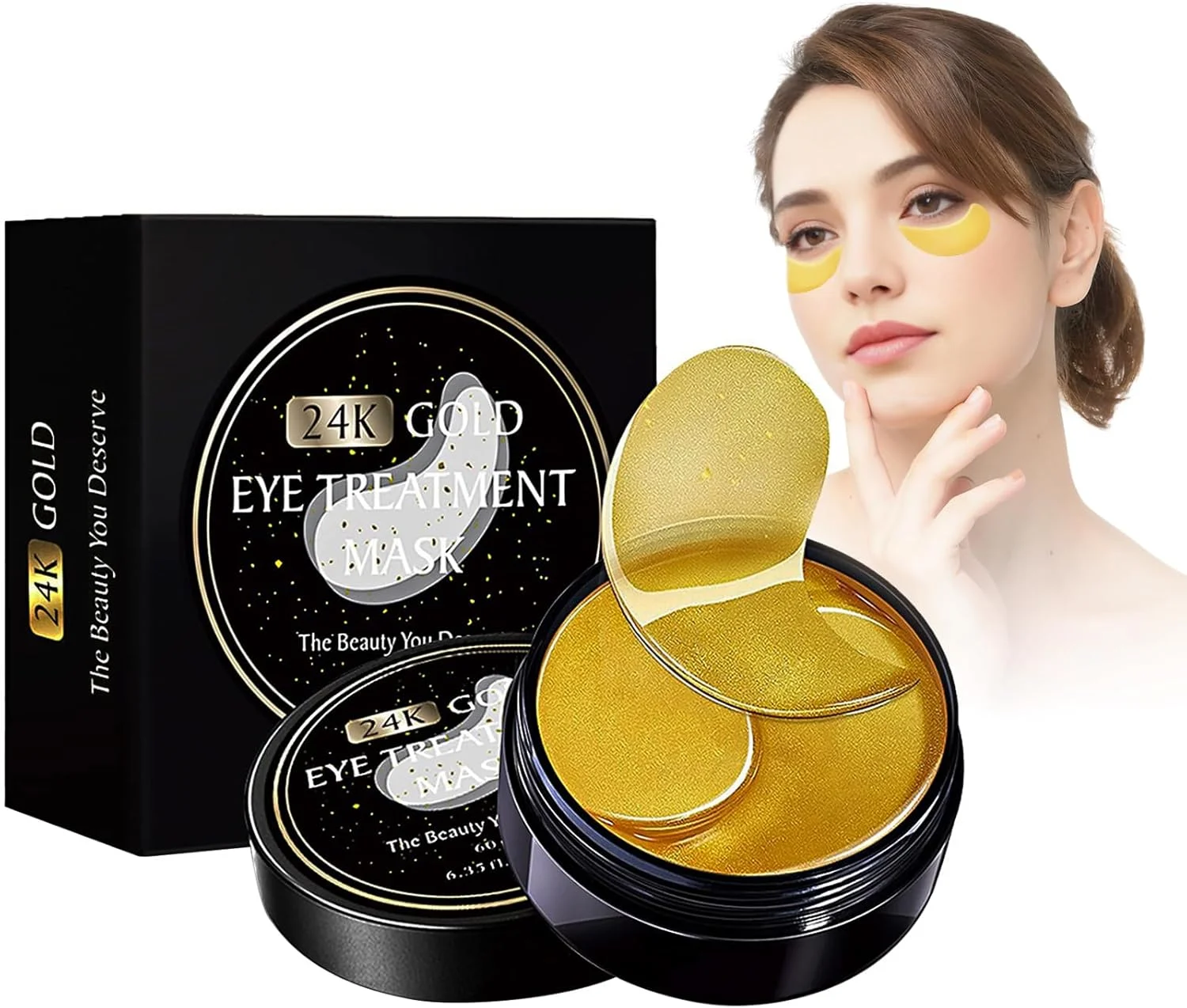 پدهای دور چشم 60 عددی، پدهای دور چشم ضد تیرگی، ماسک دور چشم اسید هیالورونیک، پدهای دور چشم کلاژن ضد تیرگی، رفع تیرگی دور چشم، کاهش چین و چروک و پف