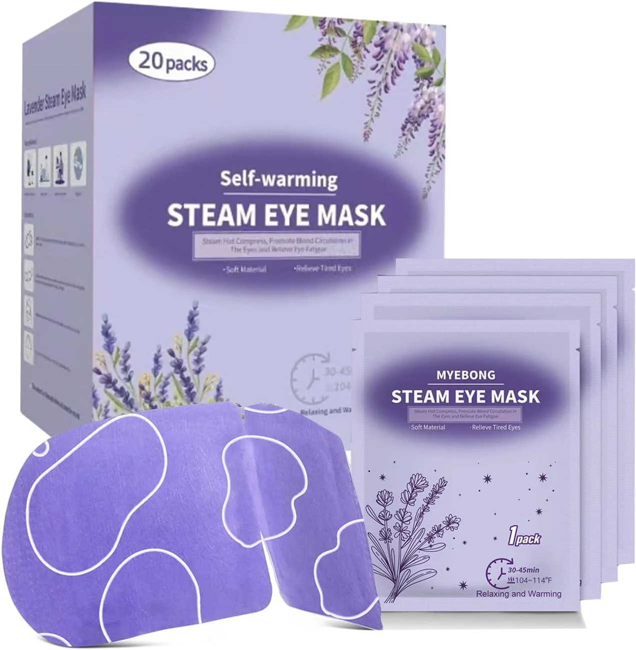 20 عدد ماسک چشم بخار برای خشکی چشم، تسکین خستگی چشم و سیاهی دور چشم