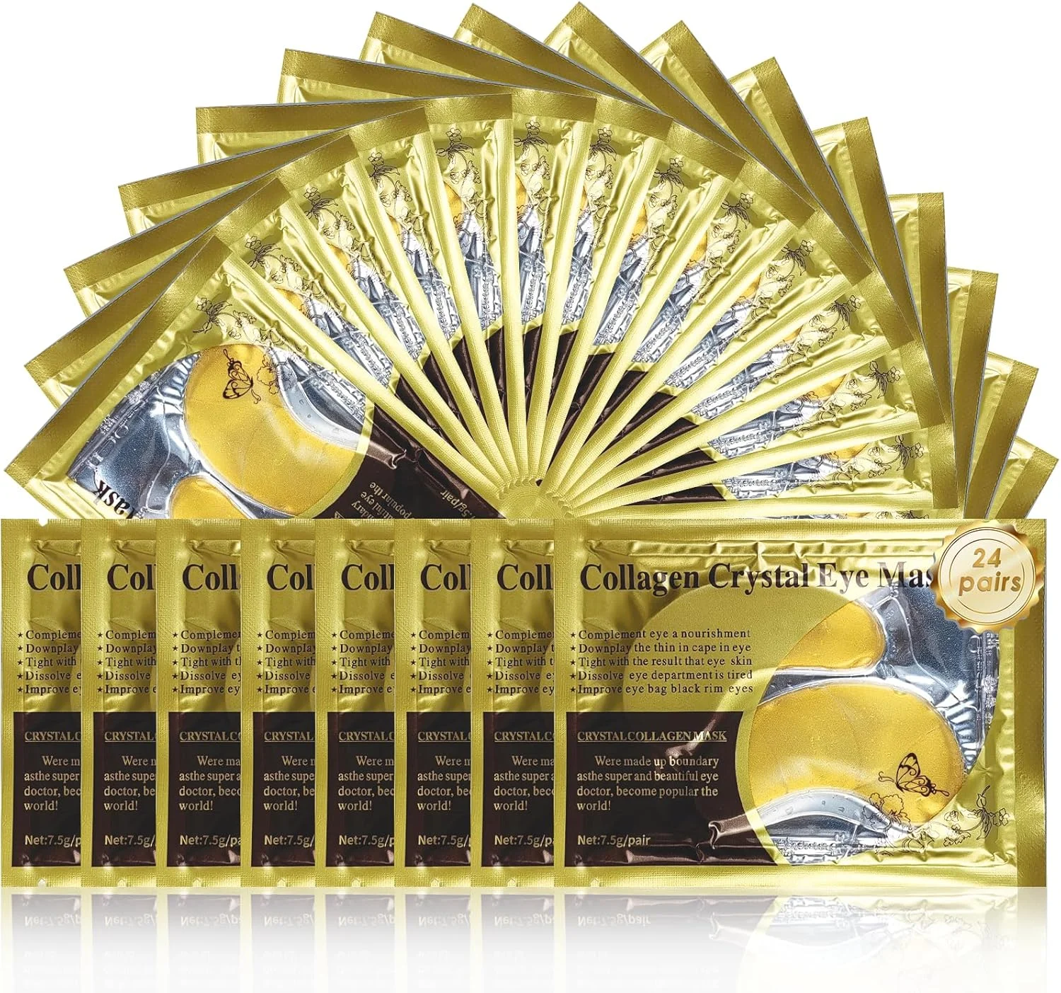 ماسک چشم طلای 24 عیار، کمک به کاهش پف چشم، ماسک های آبرسان پچ های ژلی چشم، مرطوب کننده بهینه ناحیه چشم، آبرسان، مرطوب کننده، مغذی پچ های چشم طلای 24 عیار برای پف چشم