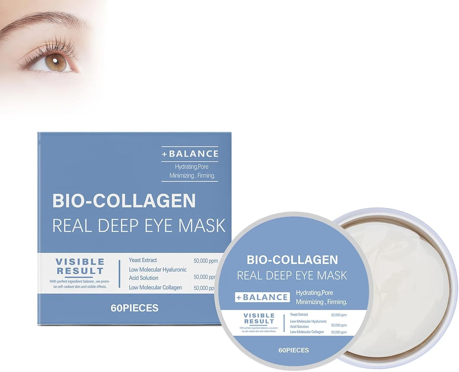 پچ دور چشم کلاژن 60 عددی، ماسک مراقبت از چشم پچ آبرسان، فیلم مراقبت از پوست چشم، افزایش خاصیت ارتجاعی پوست و محو شدن چین و چروک های چشم