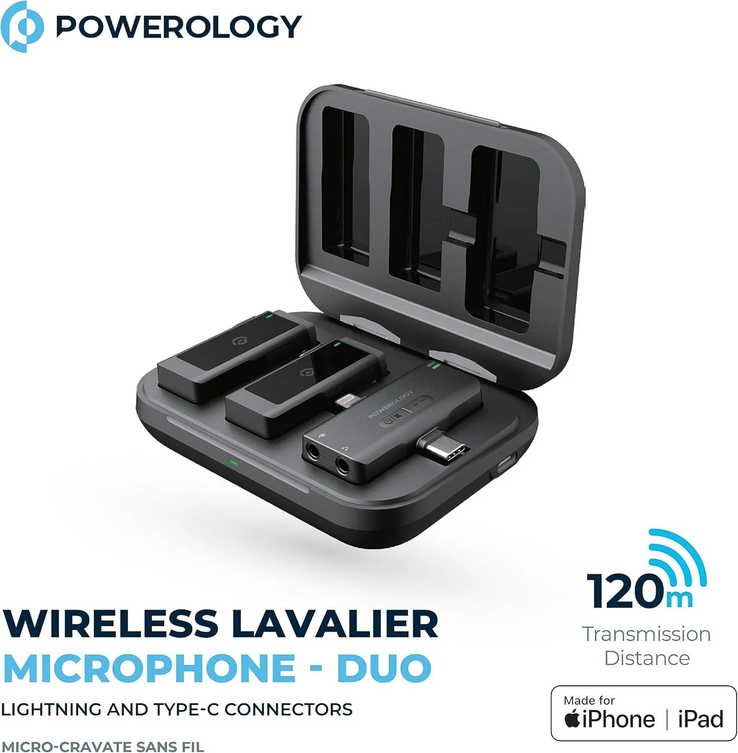 میکروفون یقه ای بی سیم دوتایی پاورولوژی، برد انتقال 120 متری، عمر باتری قوی با کیس 2000 میلی آمپر ساعتی و باتری گیرنده 230 میلی آمپر ساعتی، ابزار عالی برای ولاگرها، مشکی | PWMIC2BK میکروفون یقه ای بی سیم دوتایی پاورولوژی، برد انتقال 120 متری، عمر باتری قوی با کیس 2000 میلی آمپر ساعتی و باتری گیرنده 230 میلی آمپر ساعتی، ابزار عالی برای ولاگرها، مشکی | PWMIC2BK