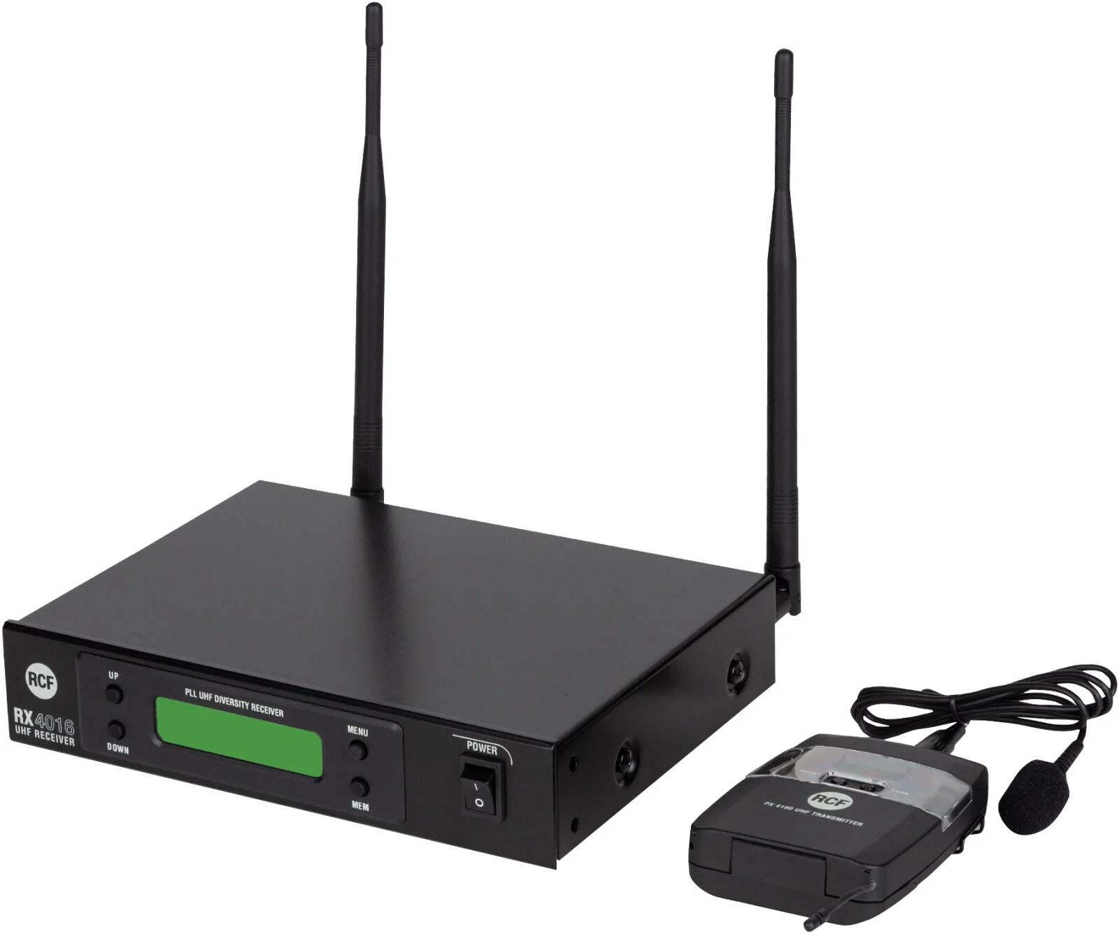 میکروفون بی سیم RCF PX 4116 - سیستم دایورسیتی، رابط کاربری آسان با نمایشگر LCD پنل جلویی، کنترل Squelch، عملکرد Auto-scan، استفاده از حداکثر 16 کانال، عملکرد Mute، مشکی | PX 4116 میکروفون بی سیم RCF PX 4116 - سیستم دایورسیتی، رابط کاربری آسان با نمایشگر LCD پنل جلویی، کنترل Squelch، عملکرد Auto-scan، استفاده از حداکثر 16 کانال، عملکرد Mute، مشکی | PX 4116