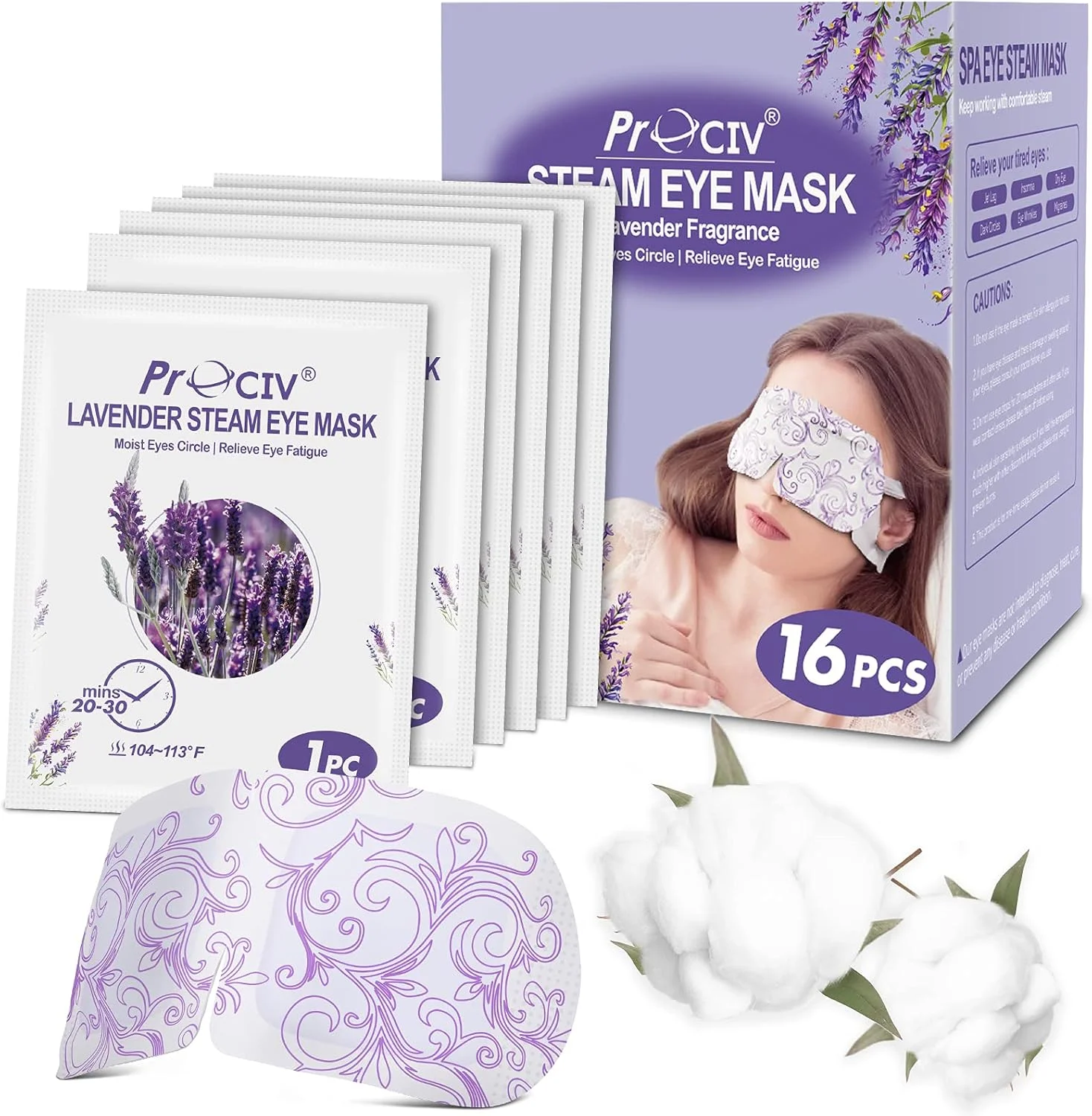 ماسک چشم پرو سی آی وی، 16 عددی، برای سیاهی و پف زیر چشم، ماسک چشم بخار یکبار مصرف، تسکین دهنده سردرد، خشکی چشم، تسکین استرس، رفع خستگی چشم، رایحه اسطوخودوس ماسک چشم پرو سی آی وی، 16 عددی، برای سیاهی و پف زیر چشم، ماسک چشم بخار یکبار مصرف، تسکین دهنده سردرد، خشکی چشم، تسکین استرس، رفع خستگی چشم، رایحه اسطوخودوس