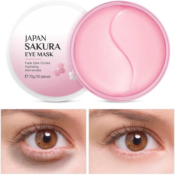 ماسک چشم ساکورا BeautyMall، یک جعبه، تسکین دهنده، لیفتینگ، سفت کننده و مرطوب کننده، 70 گرم / 50 عدد
