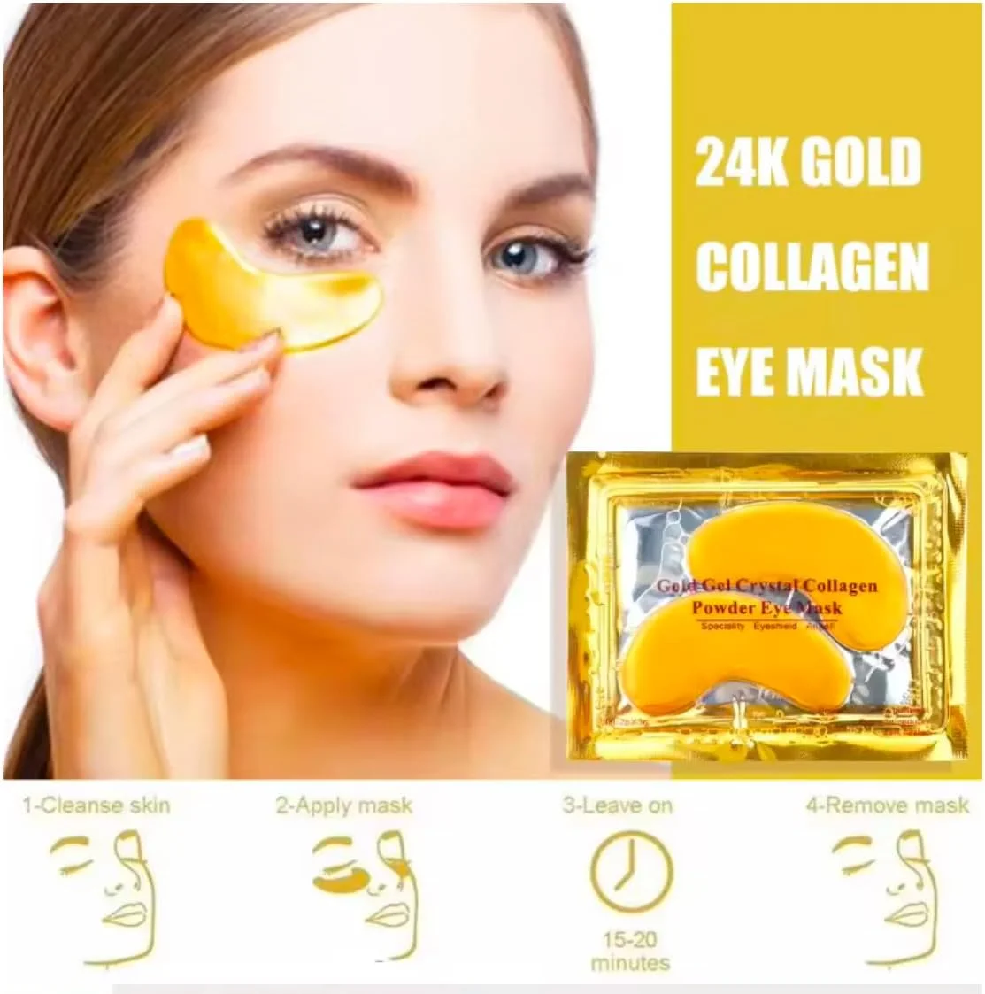 ماسک ژلی کلاژن طلایی دور چشم، پدهای کانسیلر، آبرسانی عمیق