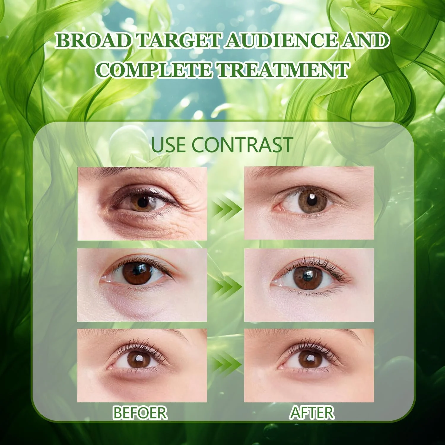 پدهای دور چشم حاوی جلبک دریایی، پد چشم، پد دور چشم ضد چروک، مرطوب کننده، سم زدا و سفت کننده پوست دور چشم برای پف و سیاهی دور چشم، ماسک چشم خنک کننده طبیعی، 60 عدد