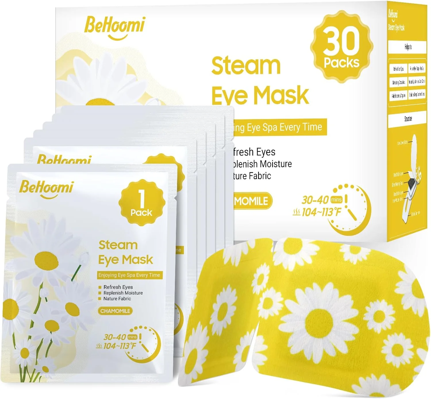 ماسک چشم بخار 30 عددی، کمپرس گرم ماسک چشم گرم کننده برای چشم، ماسک چشم یکبار مصرف خود گرم شونده برای خواب در خانه، اسپا، ملزومات سفر و هدایای آرامش بخش (بابونه) ماسک چشم بخار 30 عددی، کمپرس گرم ماسک چشم گرم کننده برای چشم، ماسک چشم یکبار مصرف خود گرم شونده برای خواب در خانه، اسپا، ملزومات سفر و هدایای آرامش بخش (بابونه)