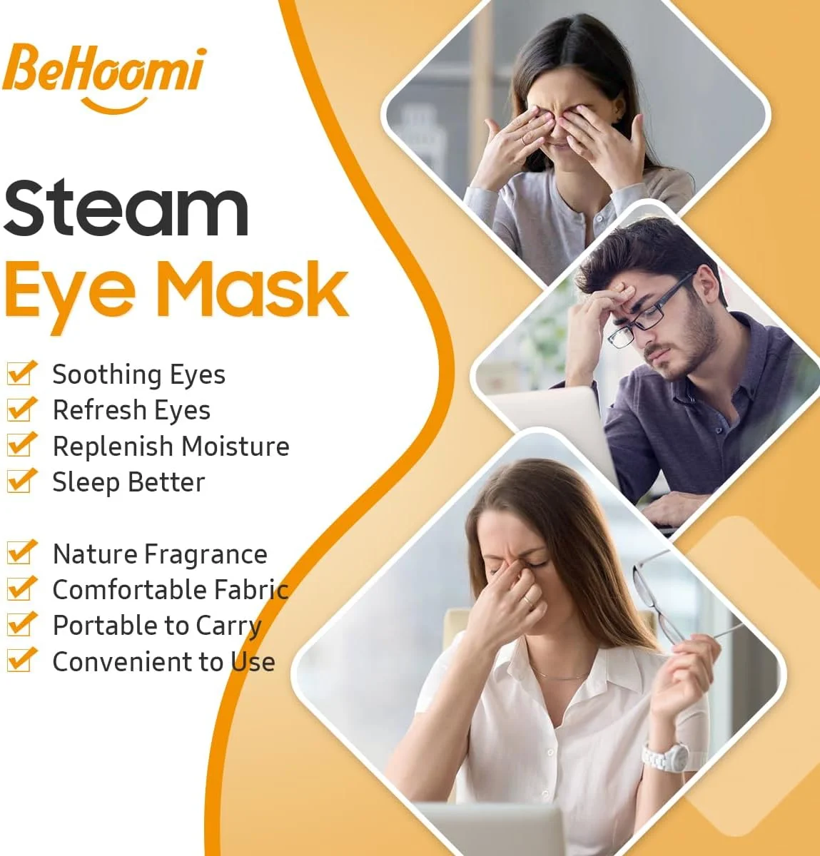 ماسک چشم بخار، 10 عددی ماسک چشم گرمایشی، کمپرس گرم یکبار مصرف و خود گرم شونده برای چشم، ماسک خواب چشم، ماسک چشم حرارتی مرطوب تسکین دهنده، ملزومات سفر و هدایای آرامش بخش (رایحه پرتقال)