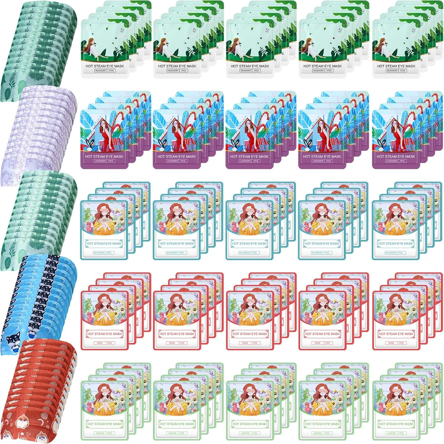 45 عدد ماسک چشم بخار یکبار مصرف، ماسک چشم گرم کننده برای خشکی چشم، ماسک چشم خود گرم شونده با کمپرس گرم مرطوب برای رفع استرس چشم و حلقه تیره (چند رایحه)