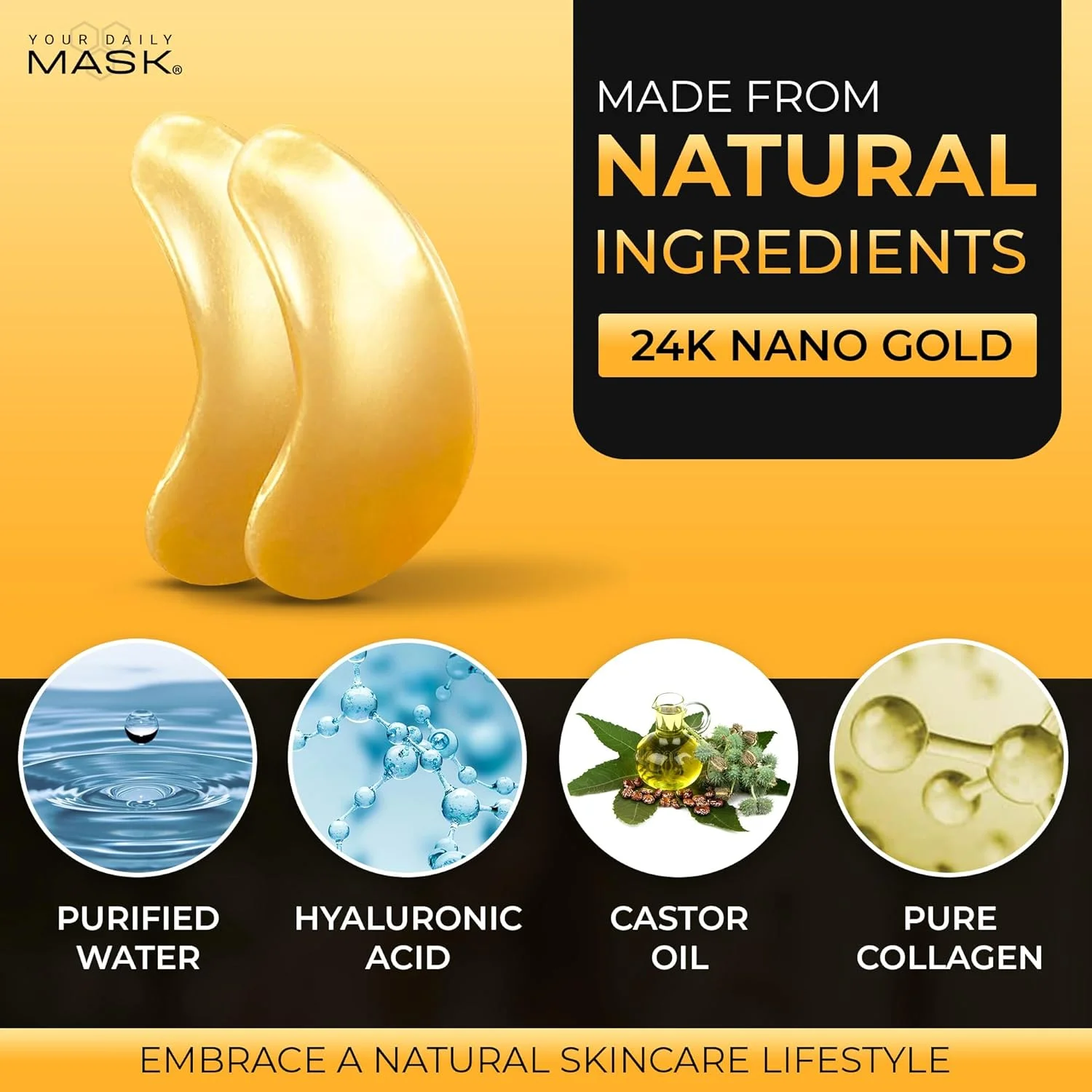 ماسک دور چشم با کیفیت - پف زیر چشم - سیاهی دور چشم - 24 عدد - ماسک چشم کلاژن - پدهای چشم - ضد پف