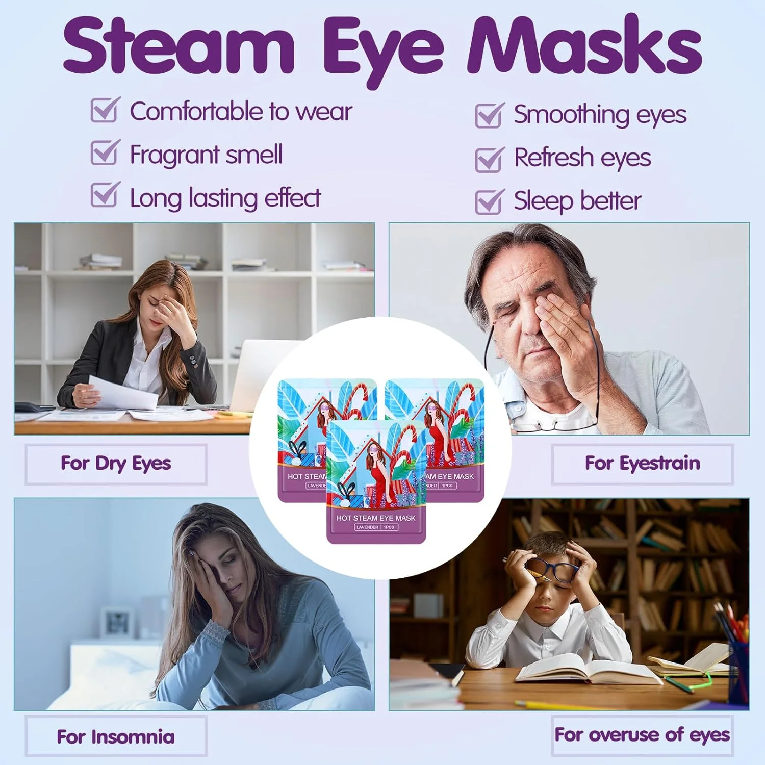 45 عدد ماسک چشم بخار یکبار مصرف، ماسک چشم گرم کننده برای خشکی چشم، ماسک چشم خود گرم شونده با کمپرس گرم مرطوب برای رفع استرس چشم و حلقه تیره (چند رایحه) 45 عدد ماسک چشم بخار یکبار مصرف، ماسک چشم گرم کننده برای خشکی چشم، ماسک چشم خود گرم شونده با کمپرس گرم مرطوب برای رفع استرس چشم و حلقه تیره (چند رایحه)