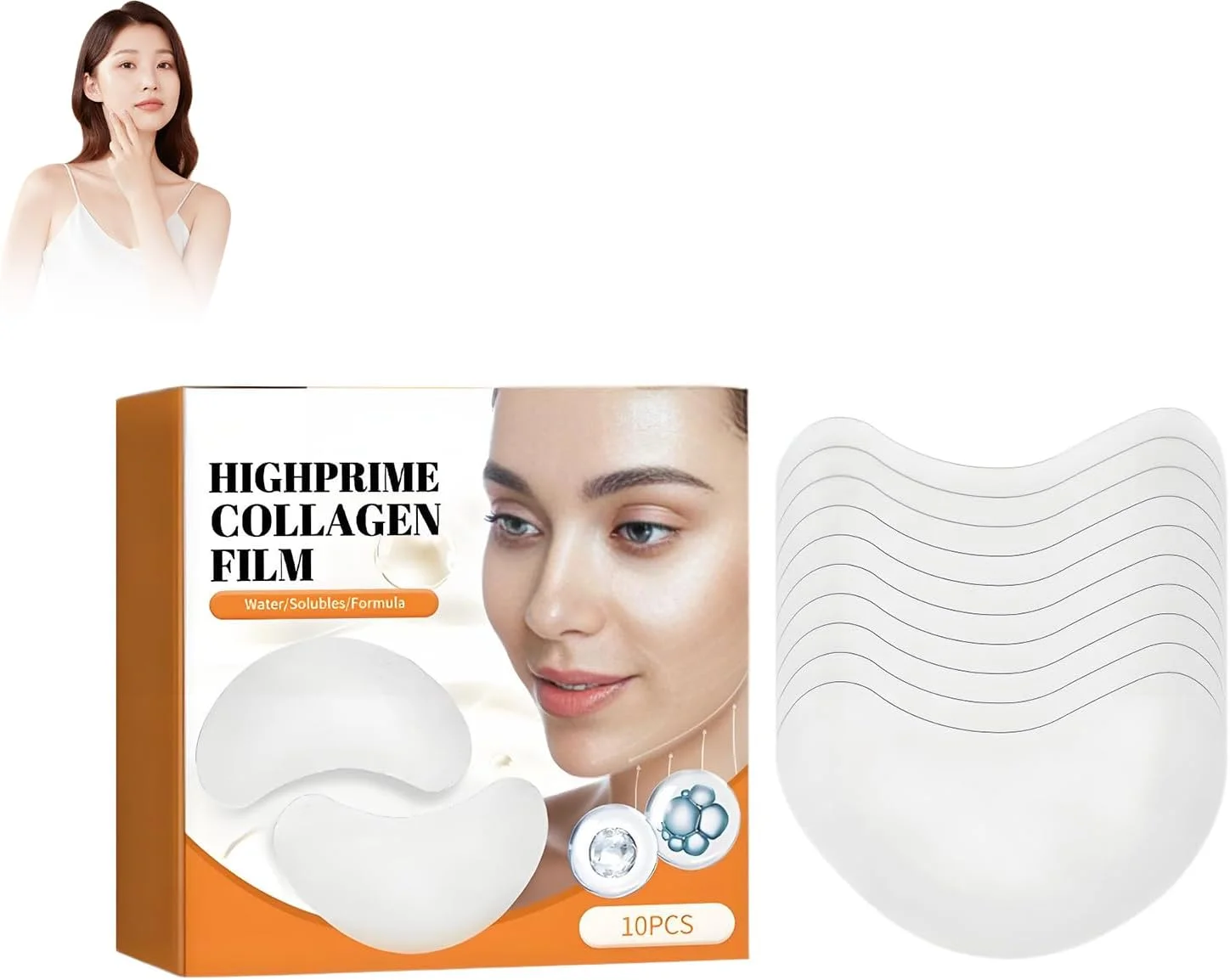 ماسک چشم کلاژن 10 عددی، پچ چشم سفت کننده، روشن کننده و مرطوب کننده پوست، حاوی اسانس کلاژن، محو کننده چین و چروک، ضد پیری